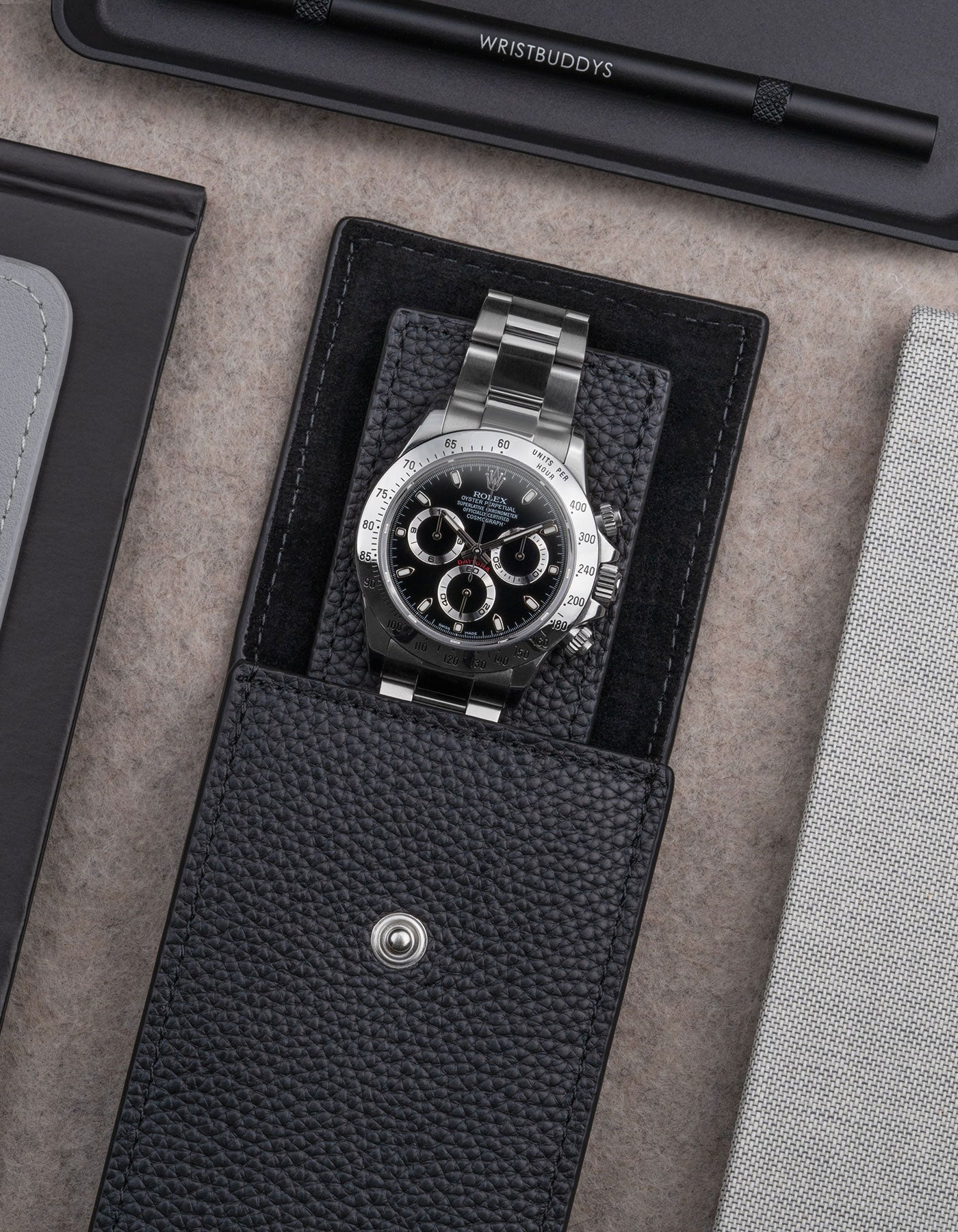 Black Leather Watch Pouch - Image 3