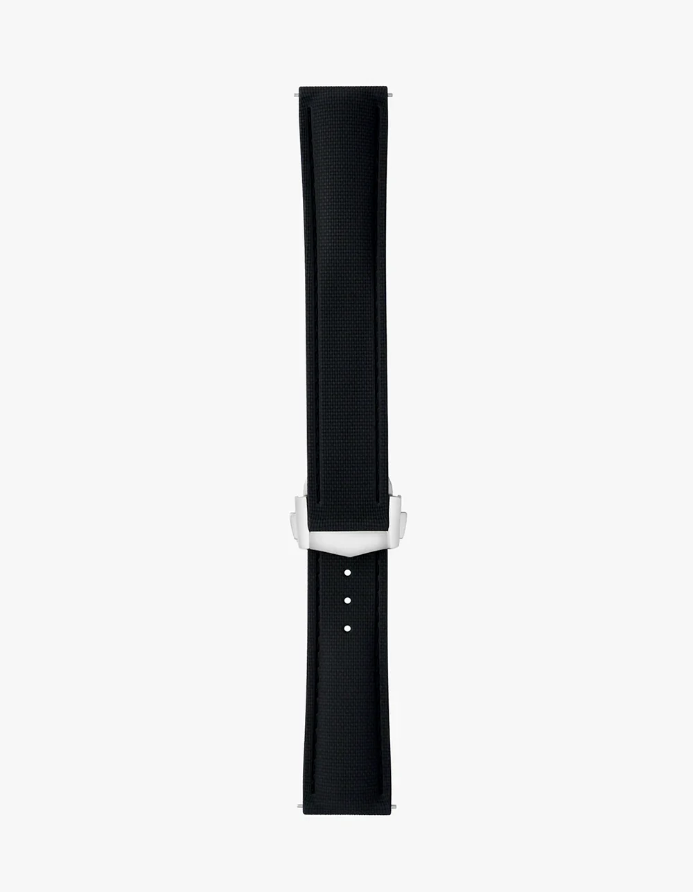 Black Sailcloth FKM Rubber Strap With Deployant Clasp 18mm-22mm