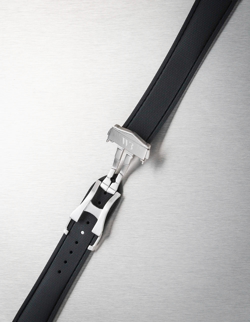Black Sailcloth FKM Rubber Strap With Deployant Clasp 18mm-22mm - Image 2