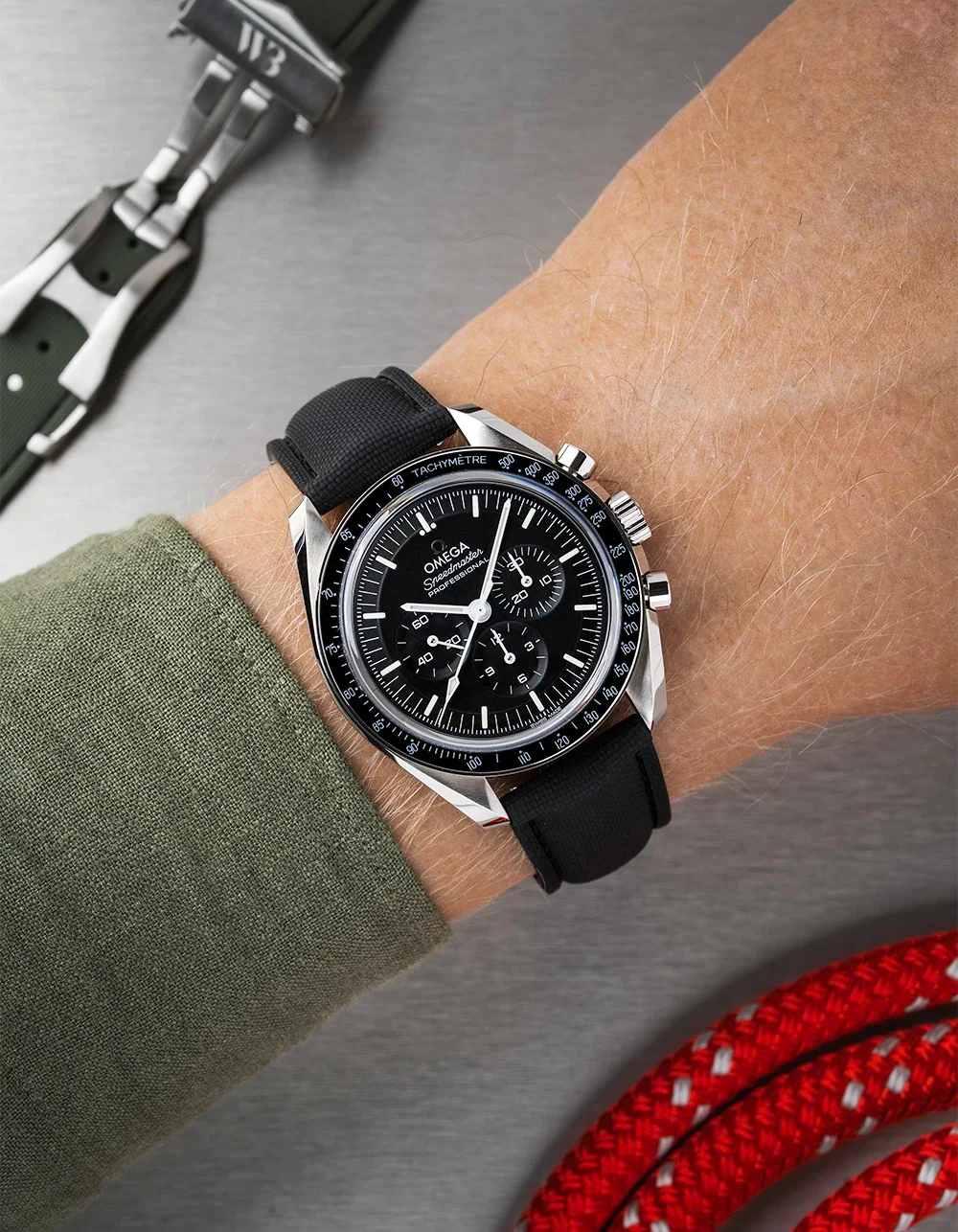 Black Sailcloth FKM Rubber Strap With Deployant Clasp 18mm-22mm - Image 4