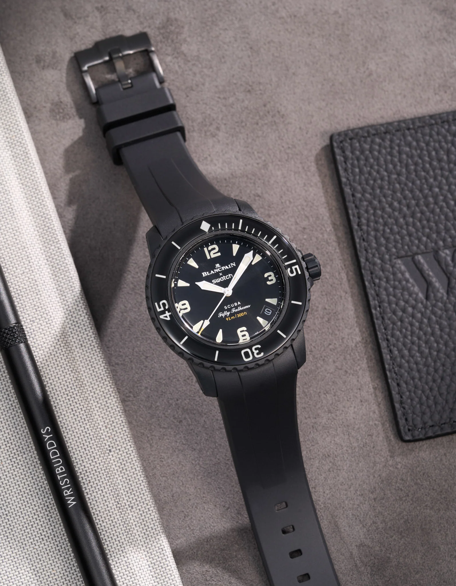 Curved Rubber Strap for Blancpain X Swatch - Black - Image 3