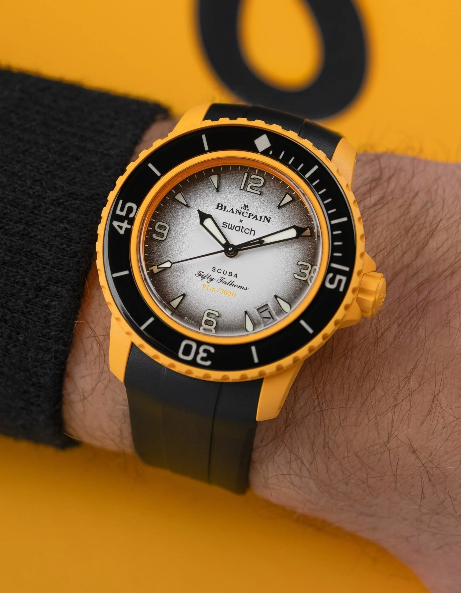 Curved Rubber Strap for Blancpain X Swatch - Black - Image 4