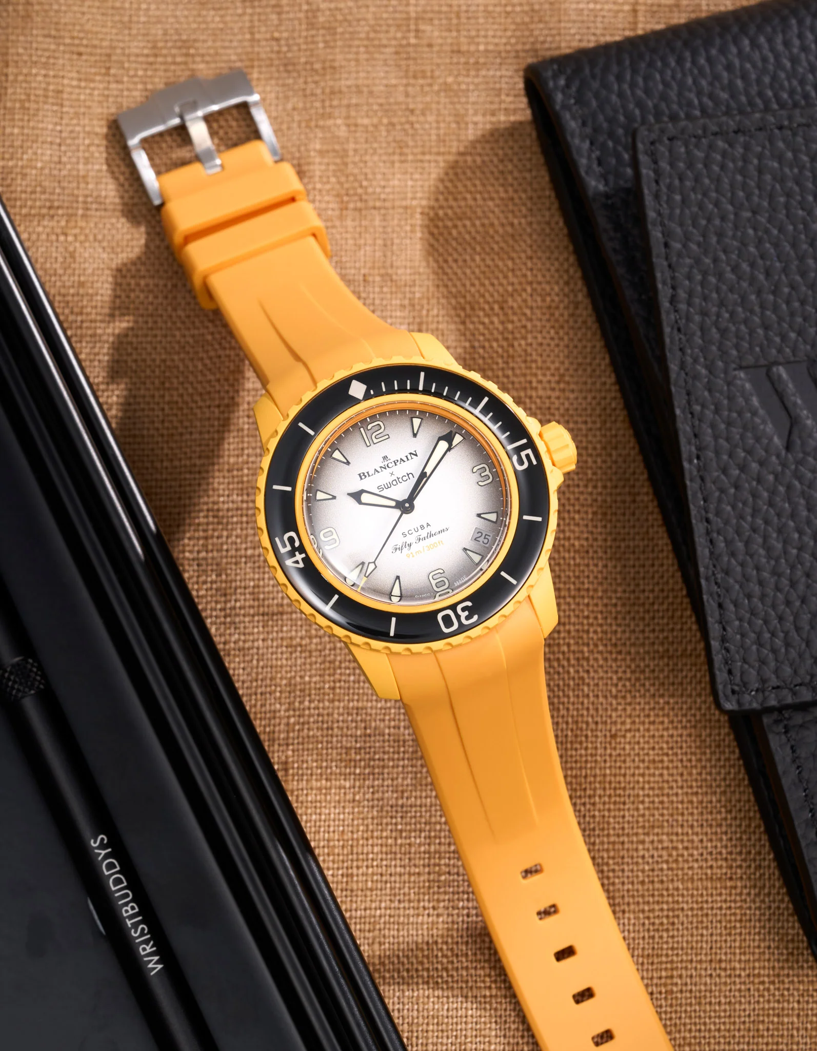 Curved Rubber Strap for Blancpain X Swatch - Pacific Ocean Yellow - Image 3
