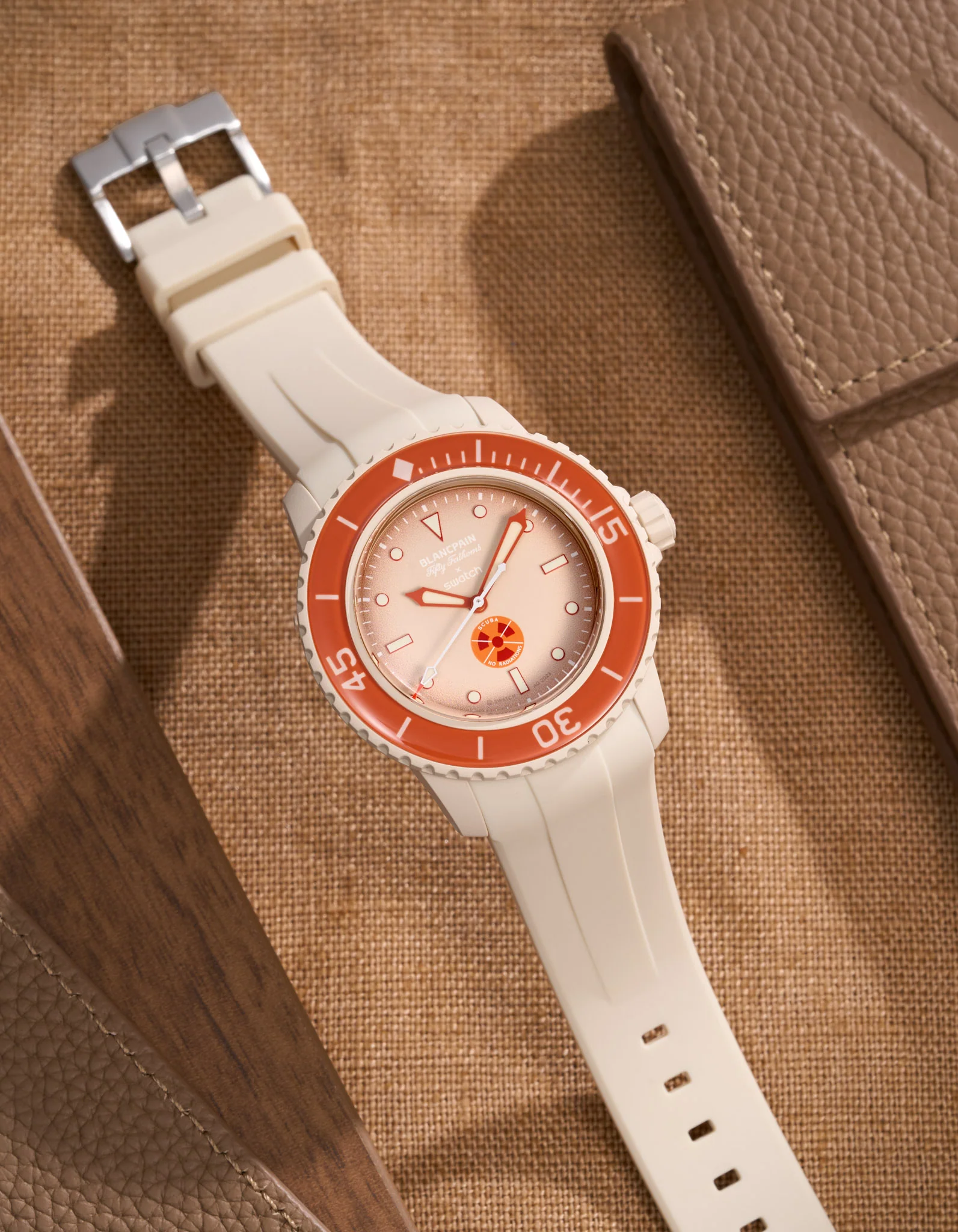 Curved Rubber Strap for Blancpain X Swatch - Sand - Image 3