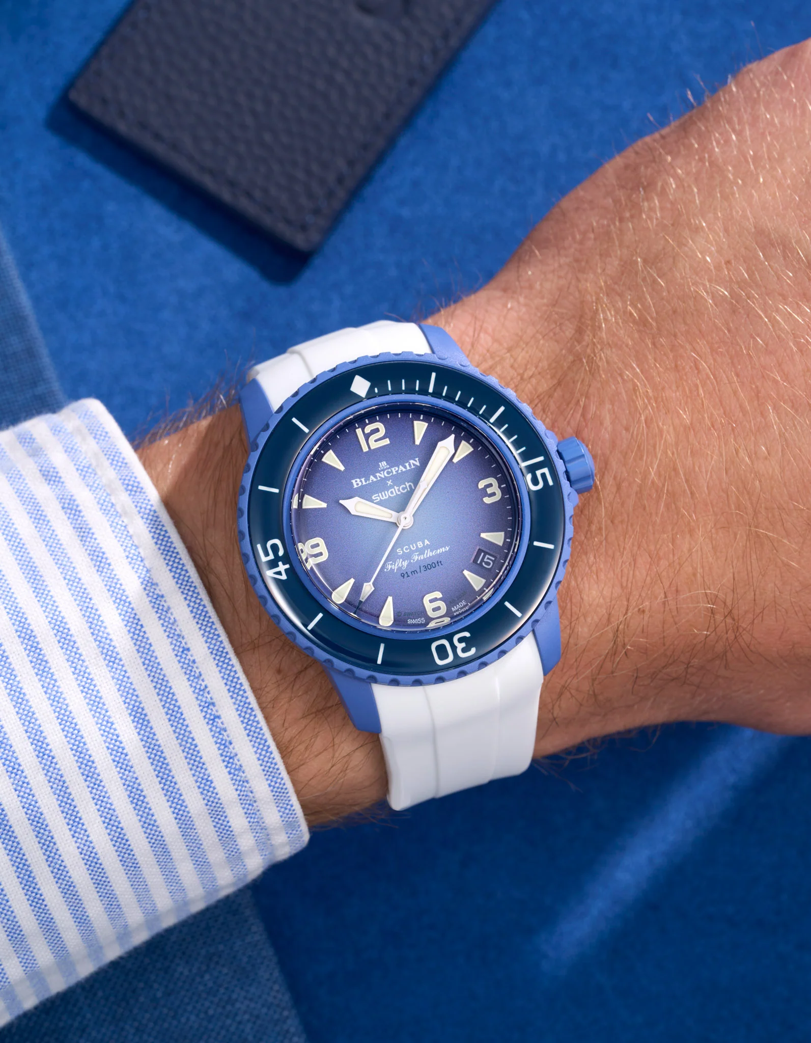 Curved Rubber Strap for Blancpain X Swatch - White - Image 4