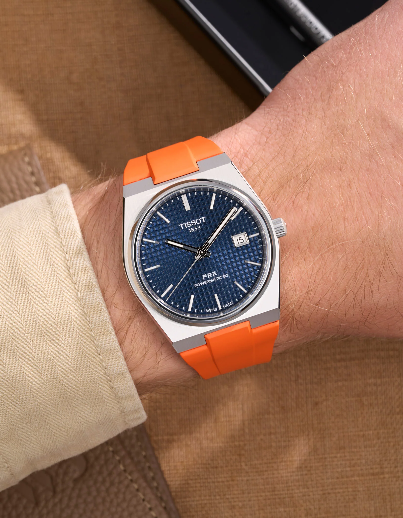 FKM Rubber Strap For Tissot PRX - Orange - Image 4