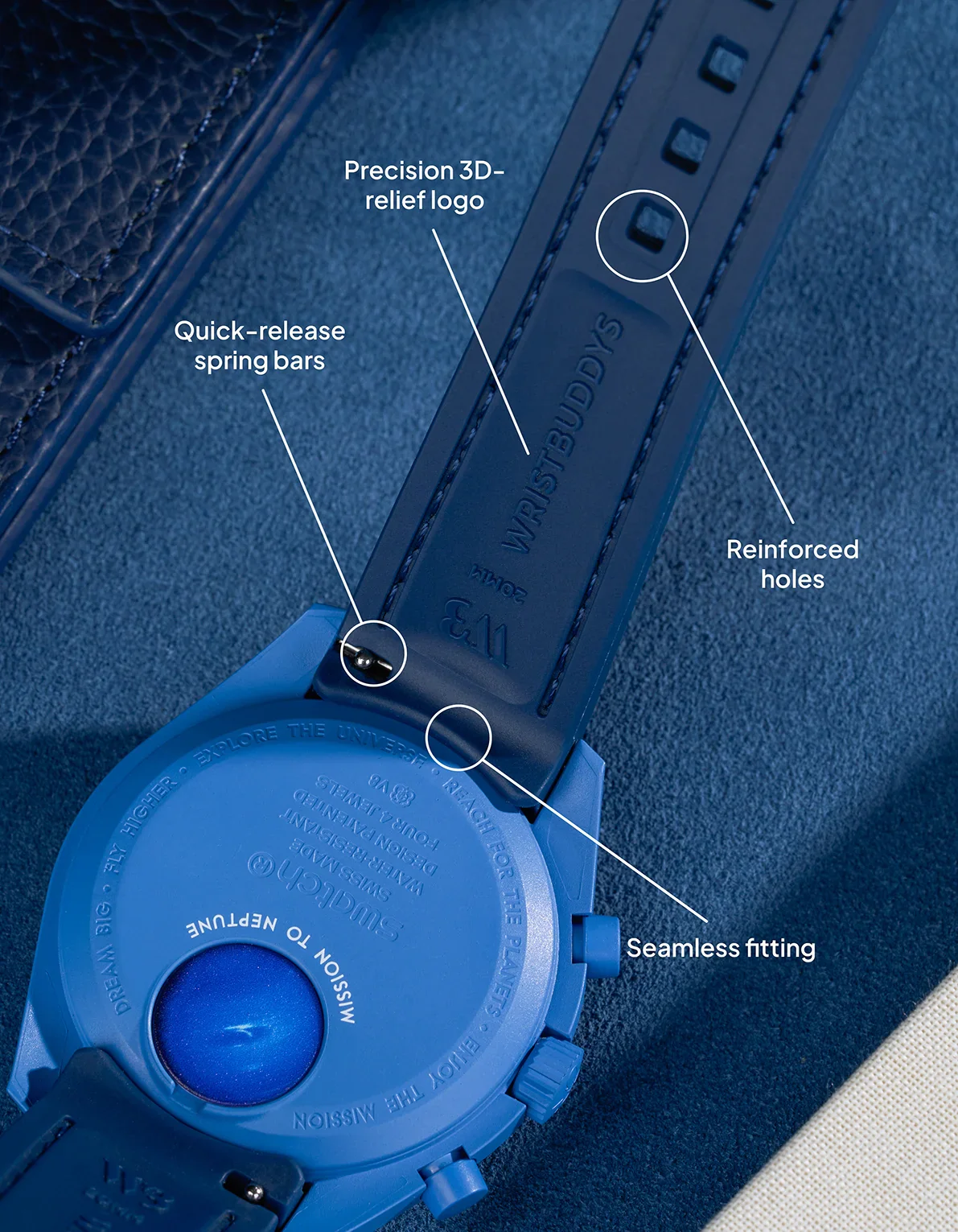 Curved Vertech Rubber Strap - Blue - Image 3