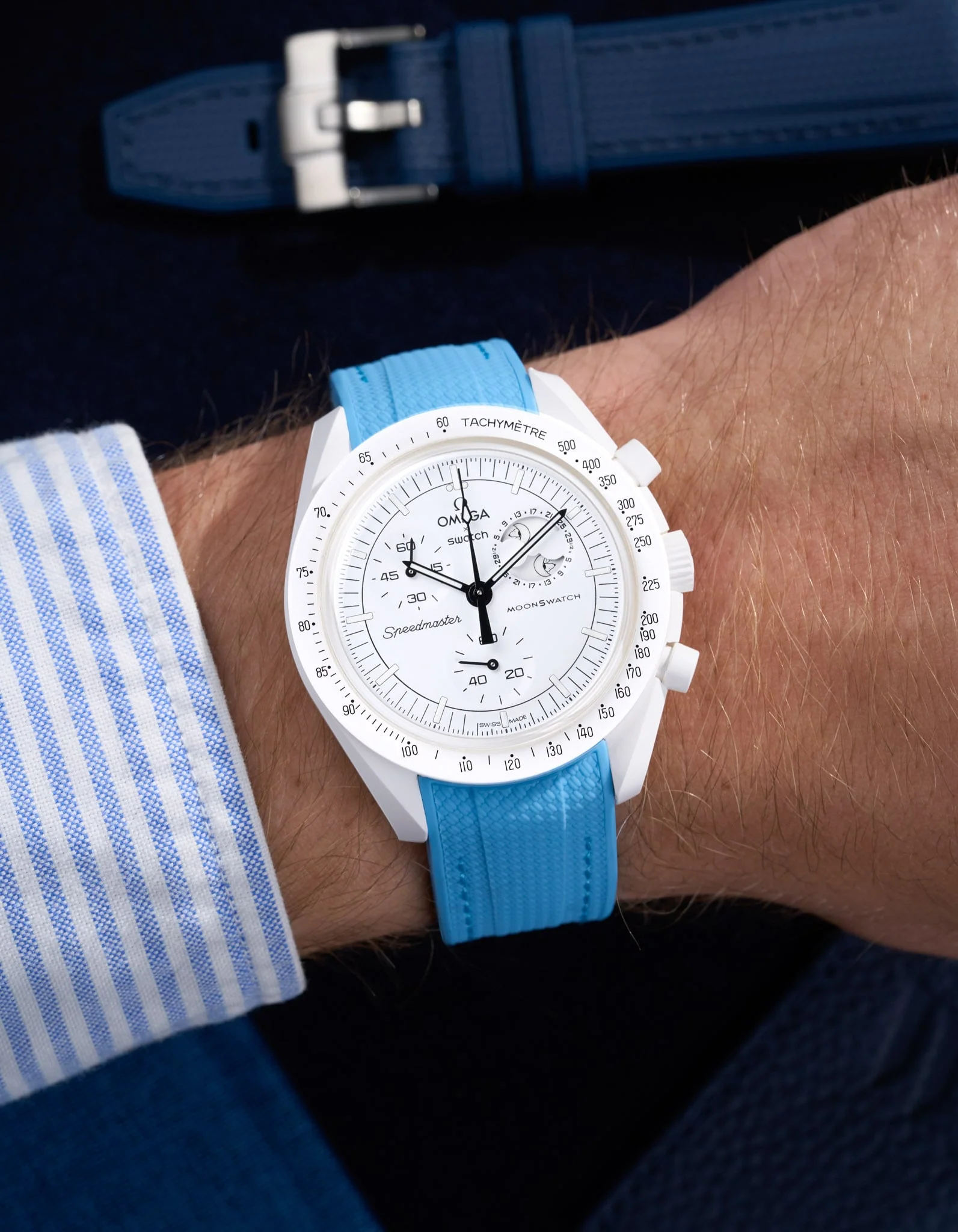 Curved Vertech Rubber Strap - Capri Blue - Image 10