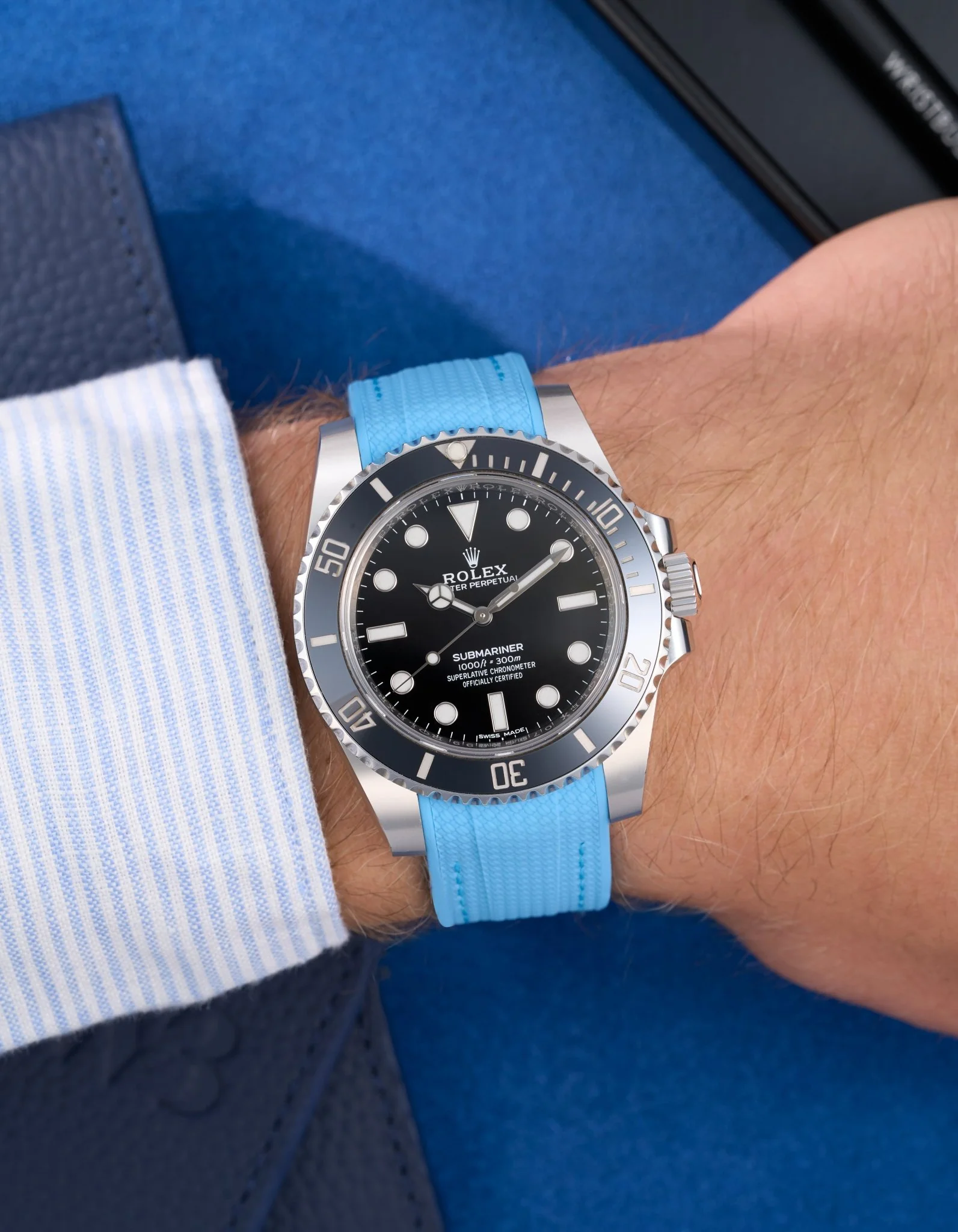 Curved Vertech Rubber Strap - Capri Blue - Image 3