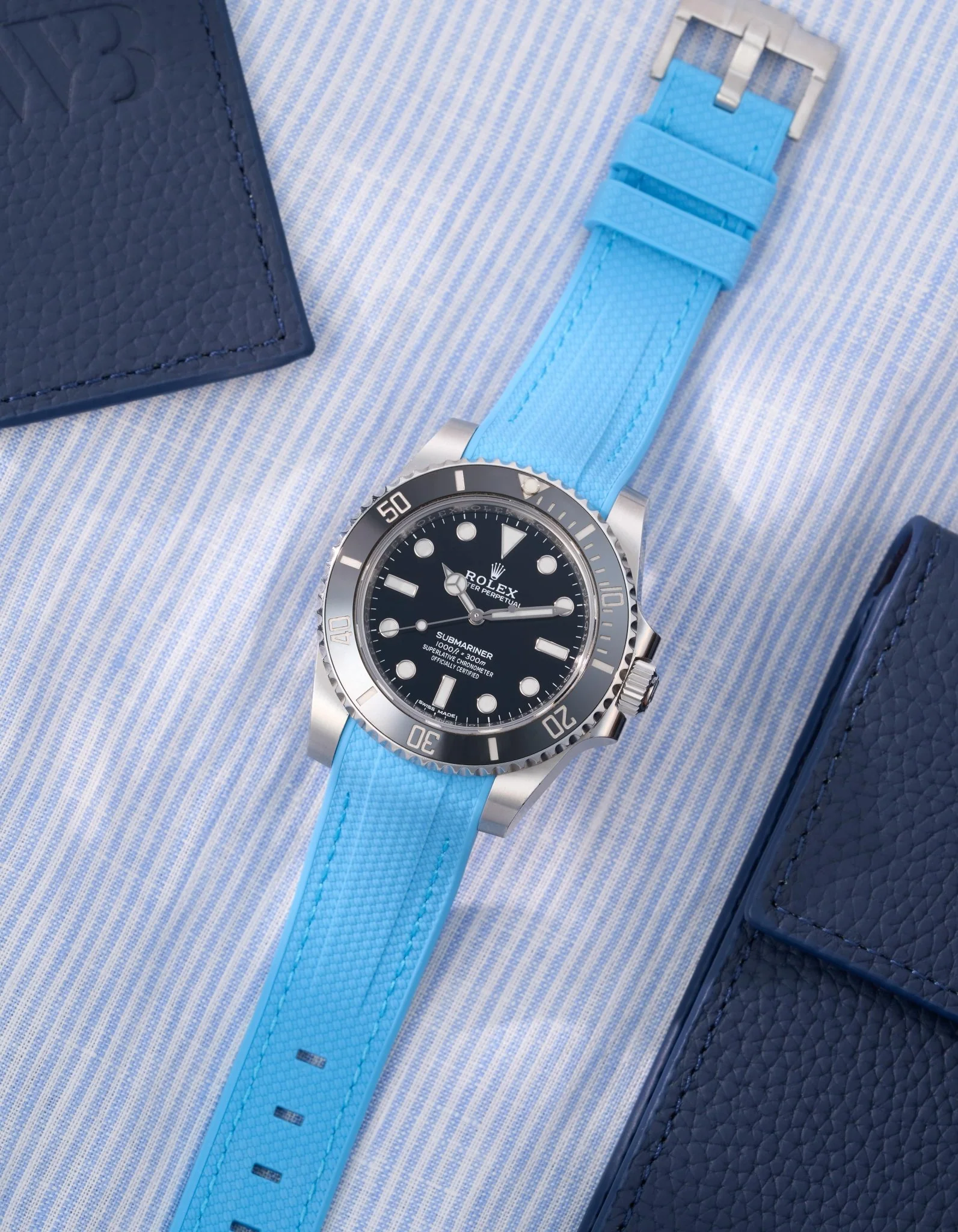 Curved Vertech Rubber Strap - Capri Blue - Image 4