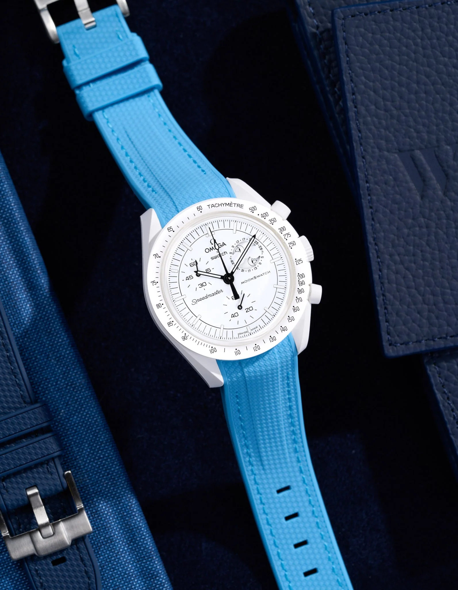 Curved Vertech Rubber Strap - Capri Blue - Image 9