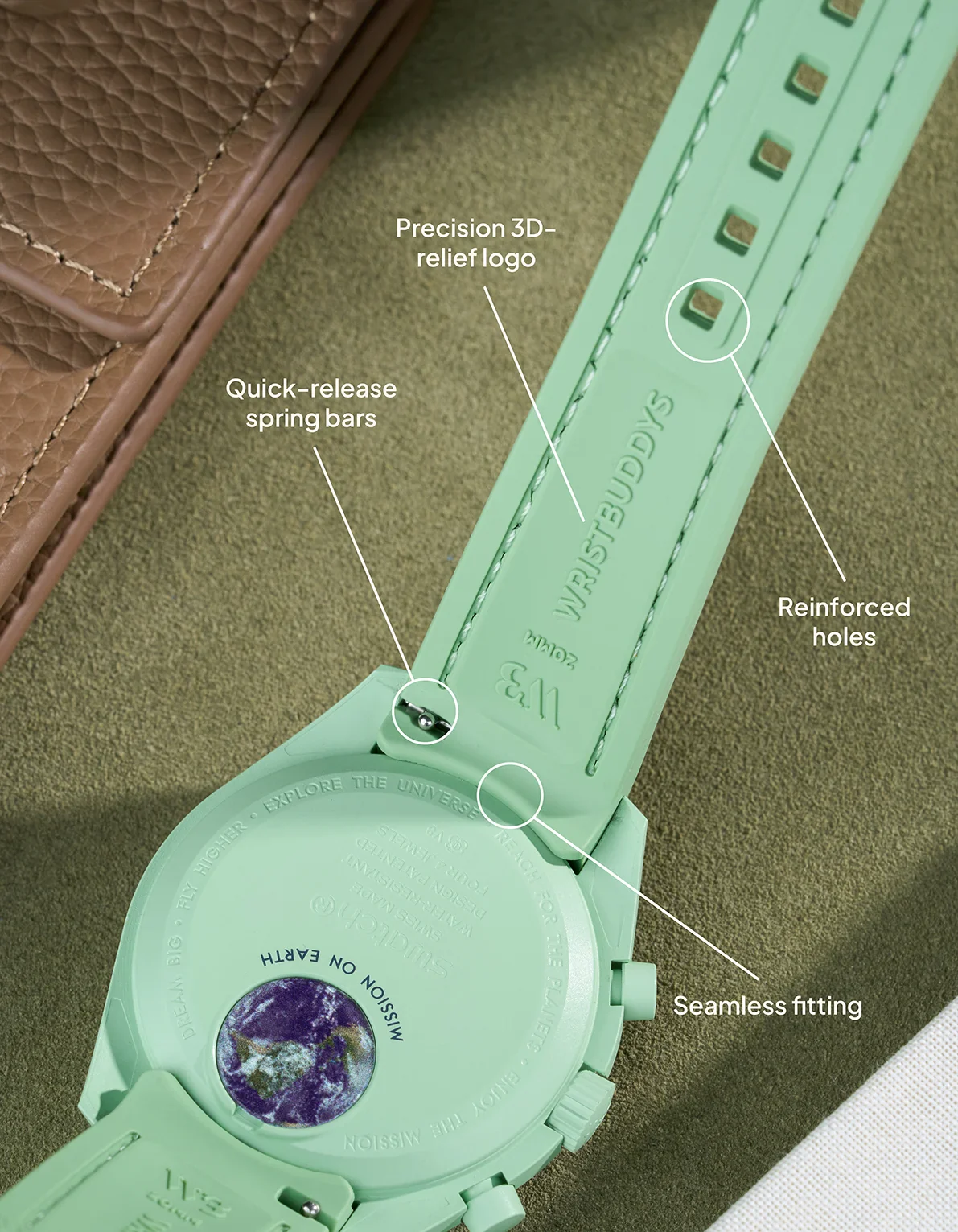 Curved Vertech Rubber Strap - Mint - Image 4