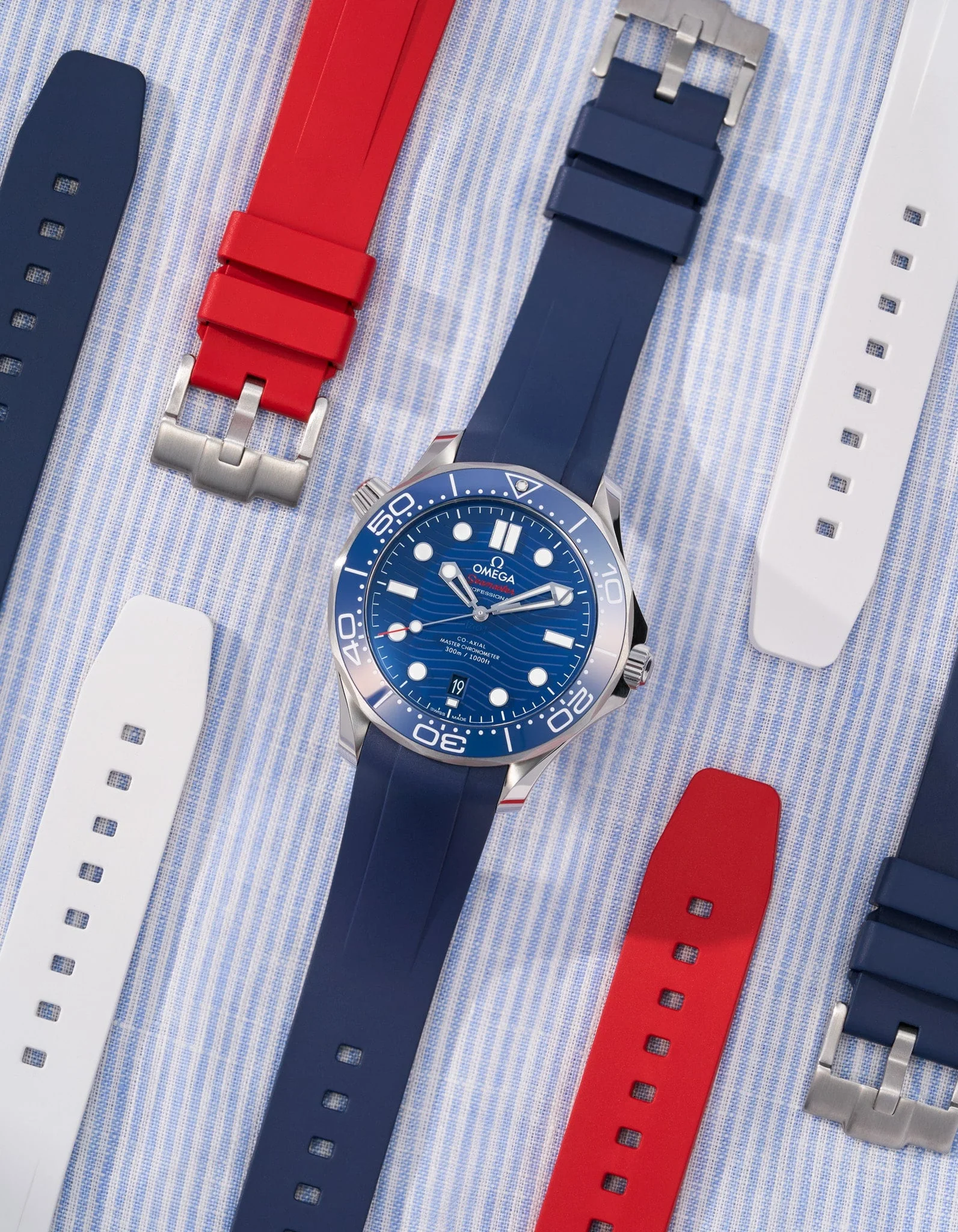 FKM Rubber Strap for Omega Seamaster 300 Diver - Navy - Image 3