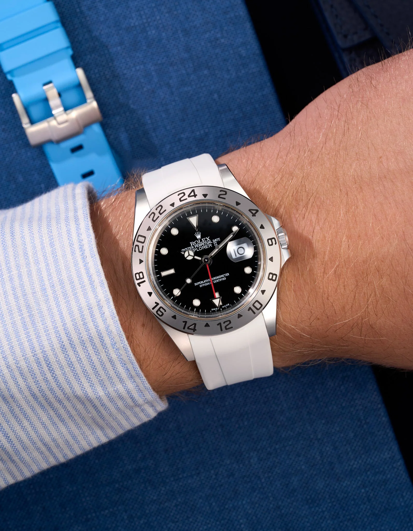 FKM Rubber Strap for Rolex Explorer II 16570 - Image 10