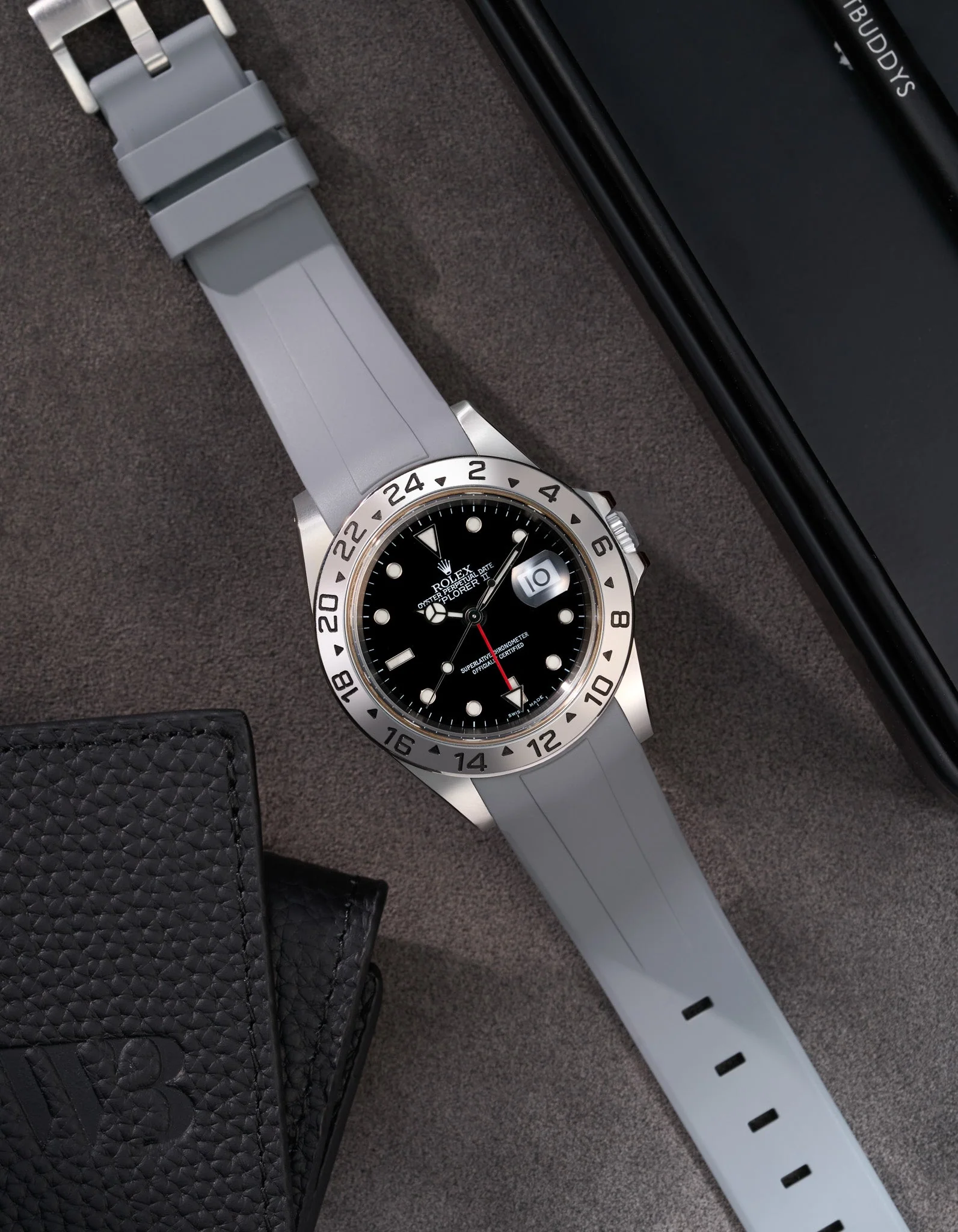 FKM Rubber Strap for Rolex Explorer II 16570 - Image 15