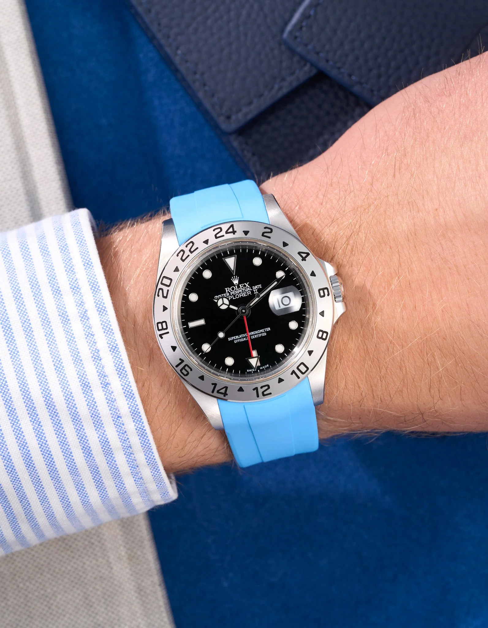 FKM Rubber Strap for Rolex Explorer II 16570 - Image 18