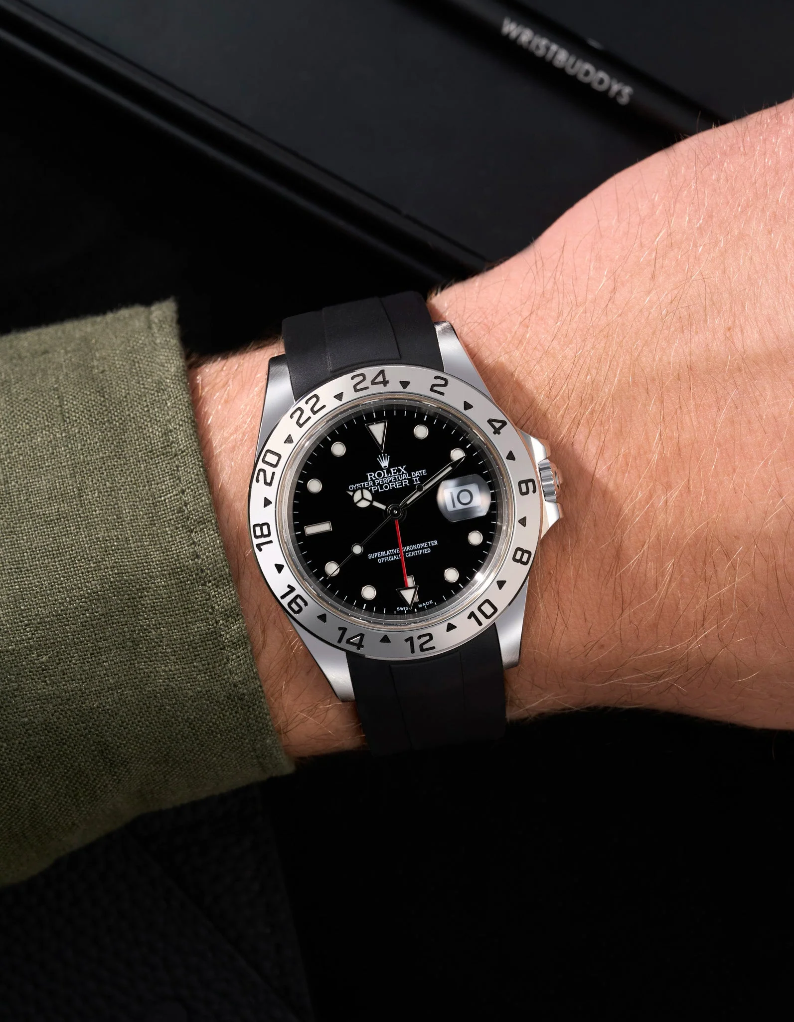 FKM Rubber Strap for Rolex Explorer II 16570 - Image 3