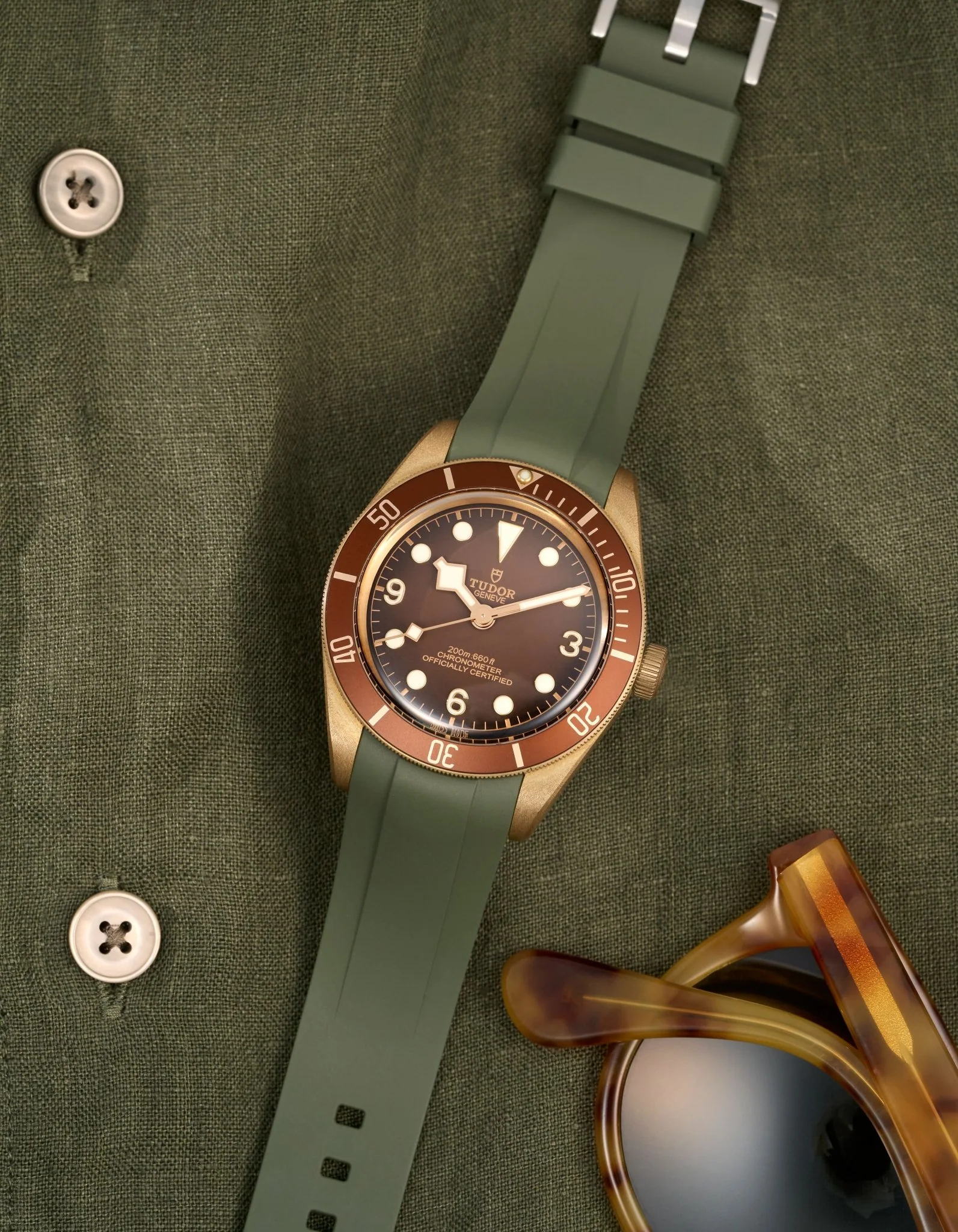 FKM Rubber Strap for Tudor BB58 - Olive Green - Image 5