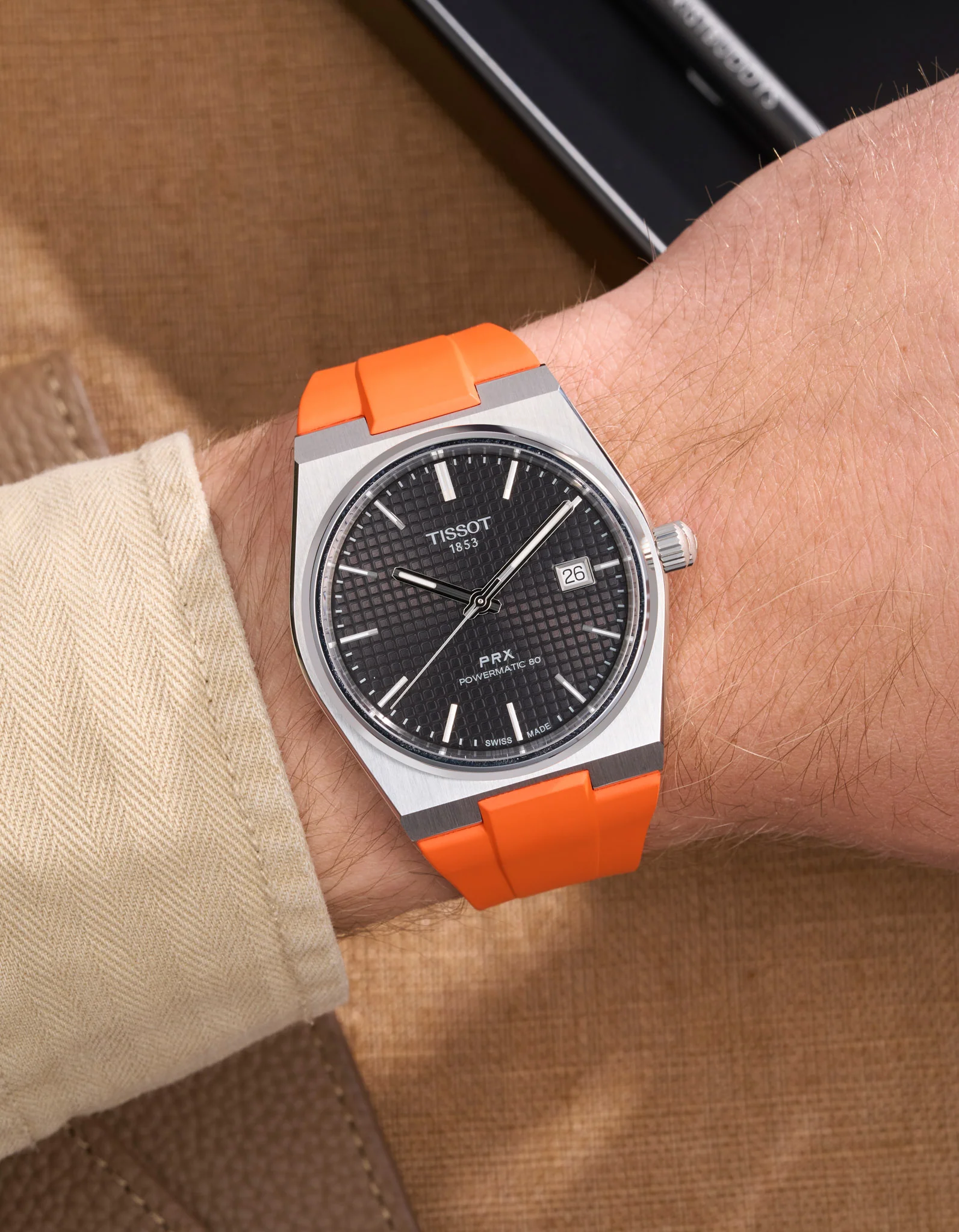 FKM Strap for Tissot PRX Powermatic 80 40mm Black - Image 6