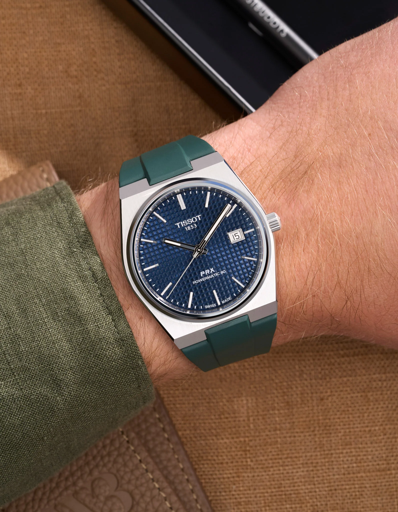 FKM Strap for Tissot PRX Powermatic 80 40mm Navy Blue - Image 10