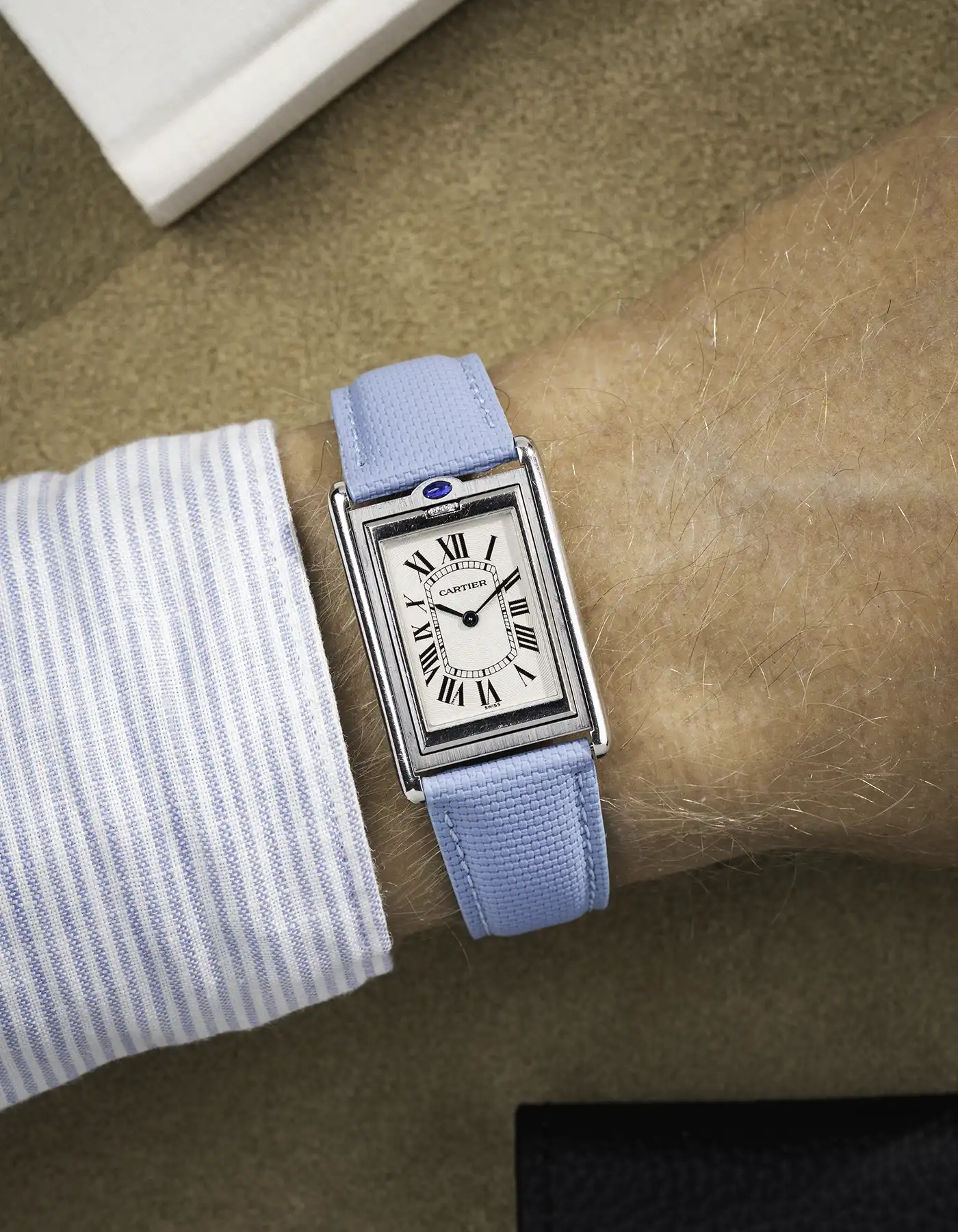 Light Blue Rubberised Sailcloth Leather Strap 19mm-20mm - Image 2