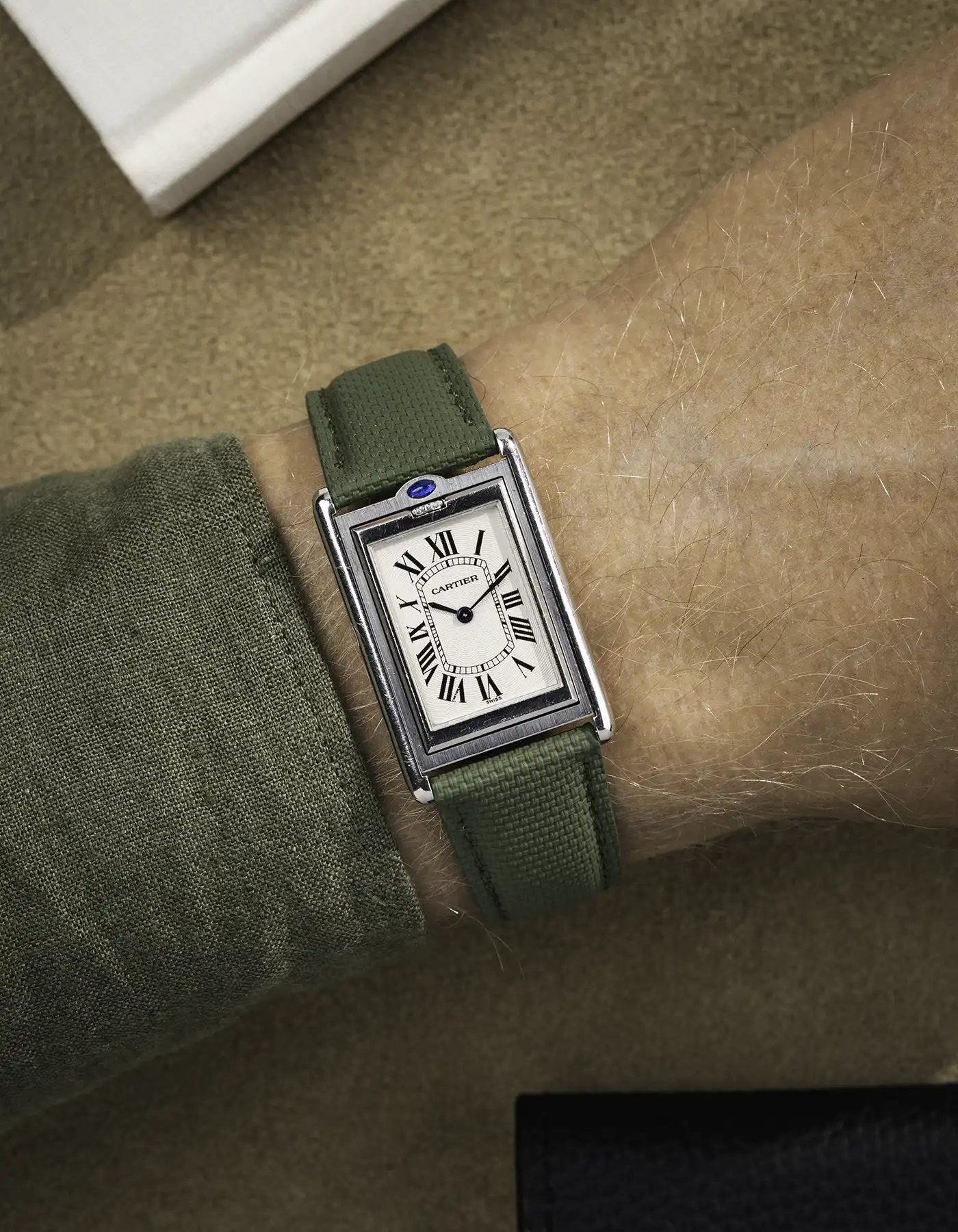 Military Green Rubberised Sailcloth Leather Strap 19mm-20mm - Image 2