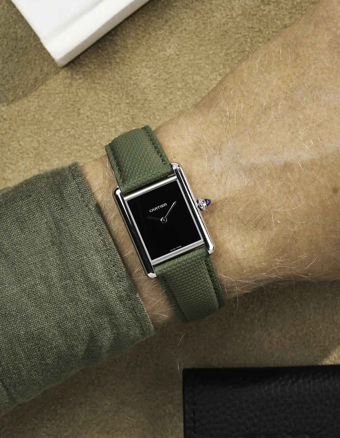 Military Green Rubberised Sailcloth Leather Strap 19mm-20mm - Image 3
