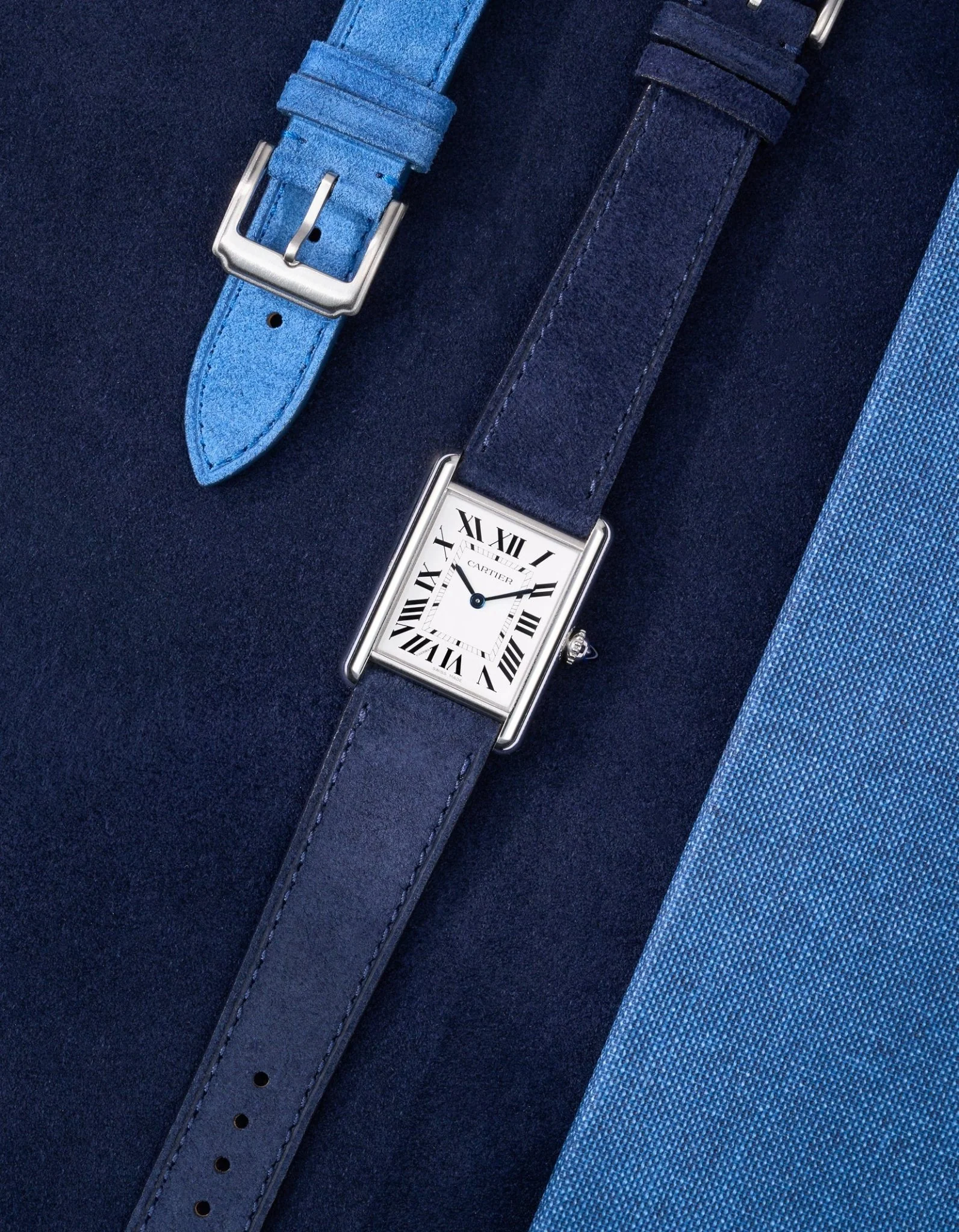 Navy Blue Suede Leather Strap - 17-21mm - Image 3