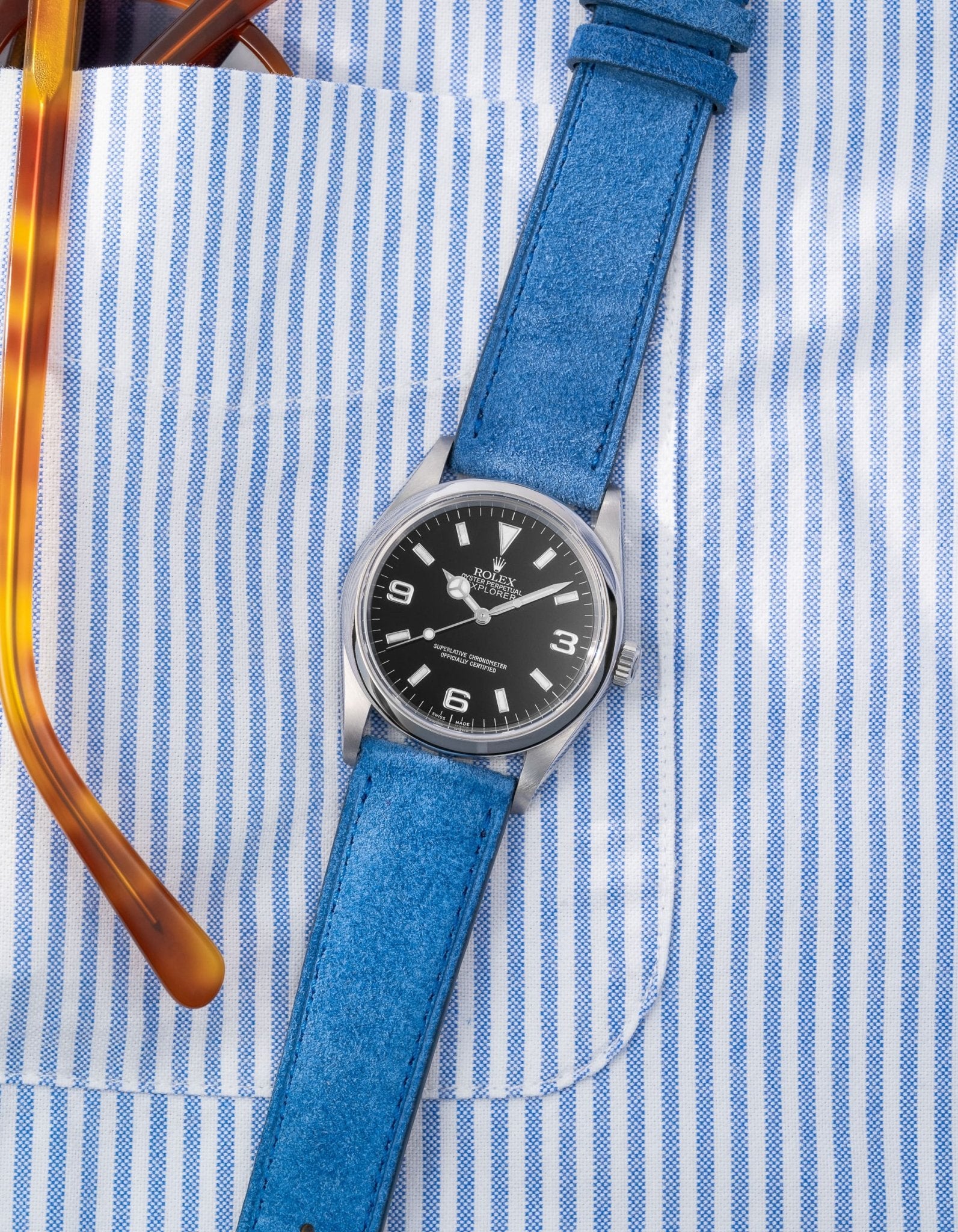 Ocean Blue Suede Leather Strap - 17-21mm - Image 3