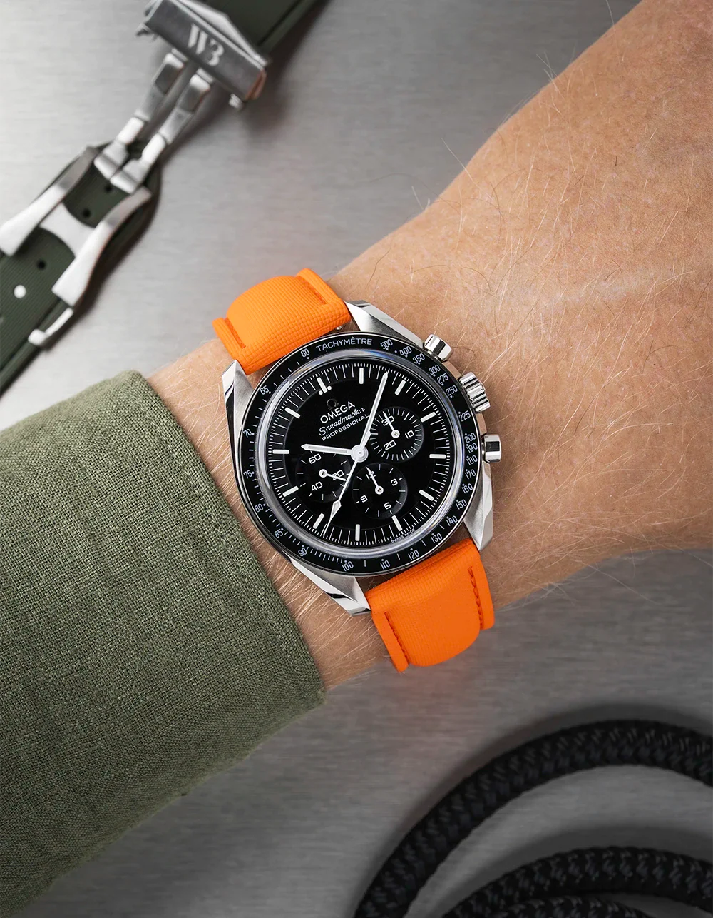 Orange Sailcloth FKM Rubber Strap With Deployant Clasp 18mm-22mm - Image 4