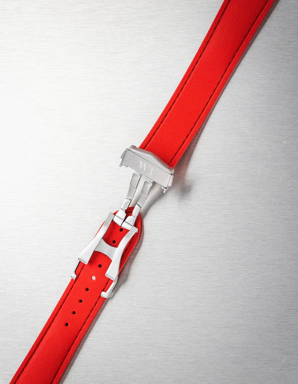 Red Sailcloth FKM Rubber Strap With Deployant Clasp 18mm-22mm - Image 2