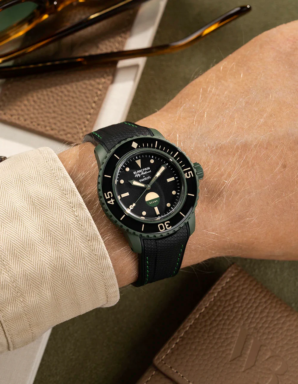 Rubber Strap for Blancpain X Swatch Green Abyss - Image 10