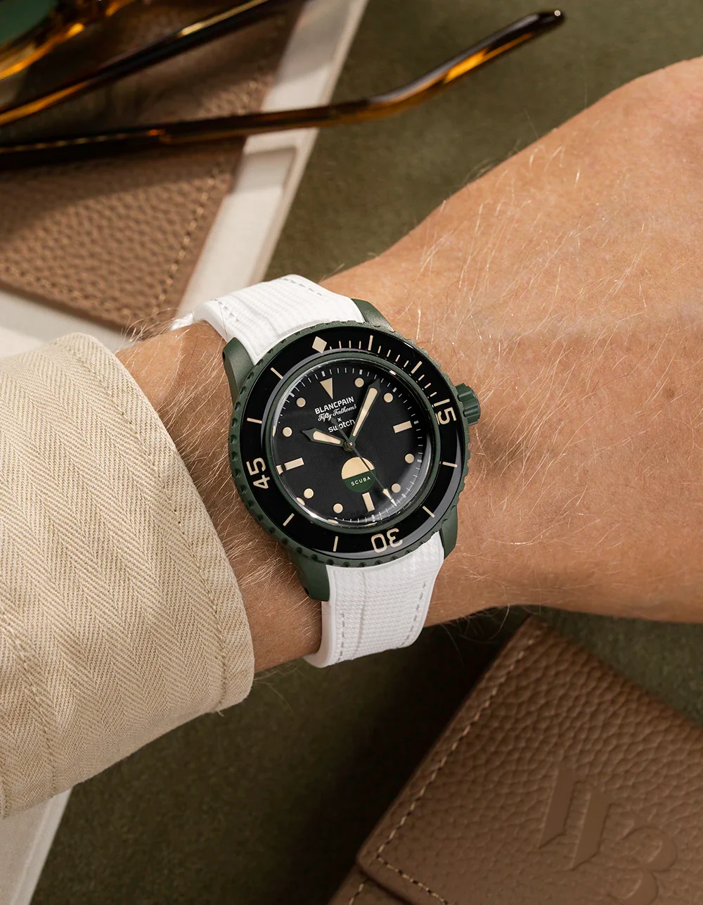 Rubber Strap for Blancpain X Swatch Green Abyss - Image 13