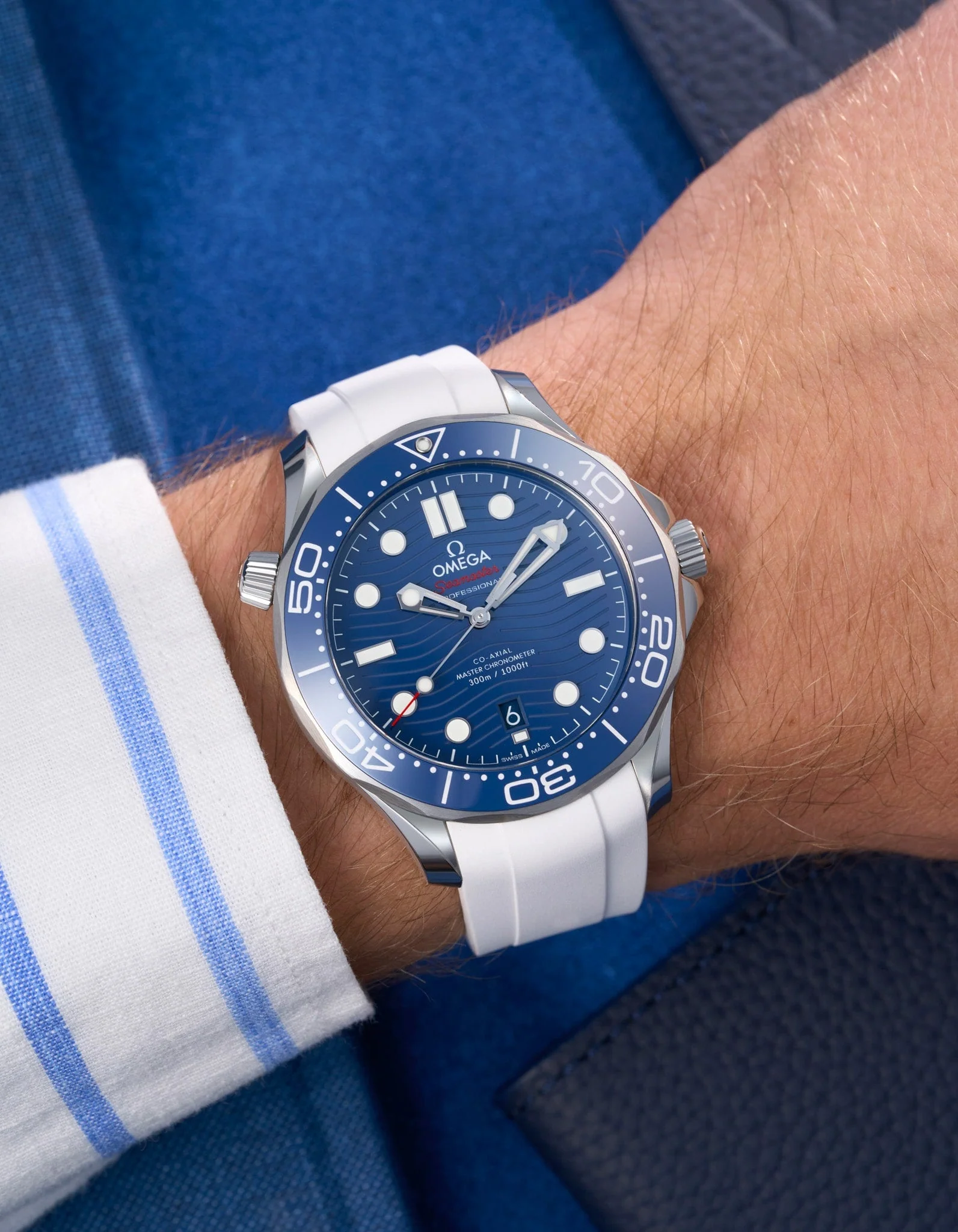 Rubber Strap for Omega Seamaster Diver 300 42mm Blue - Image 10