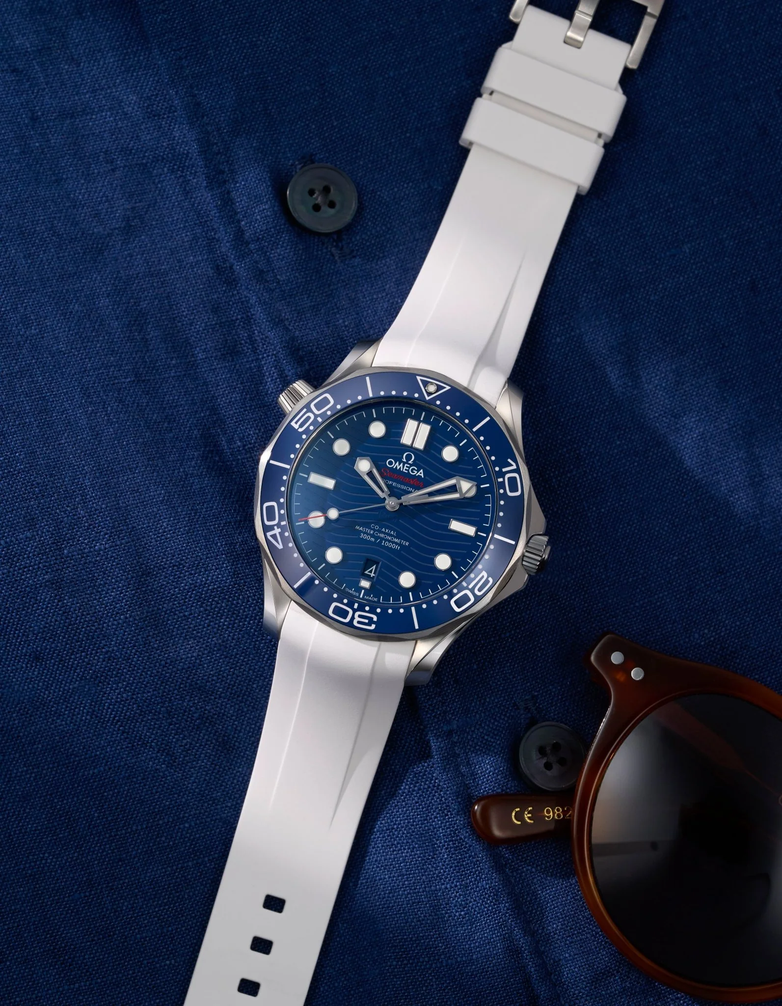 Rubber Strap for Omega Seamaster Diver 300 42mm Blue - Image 11