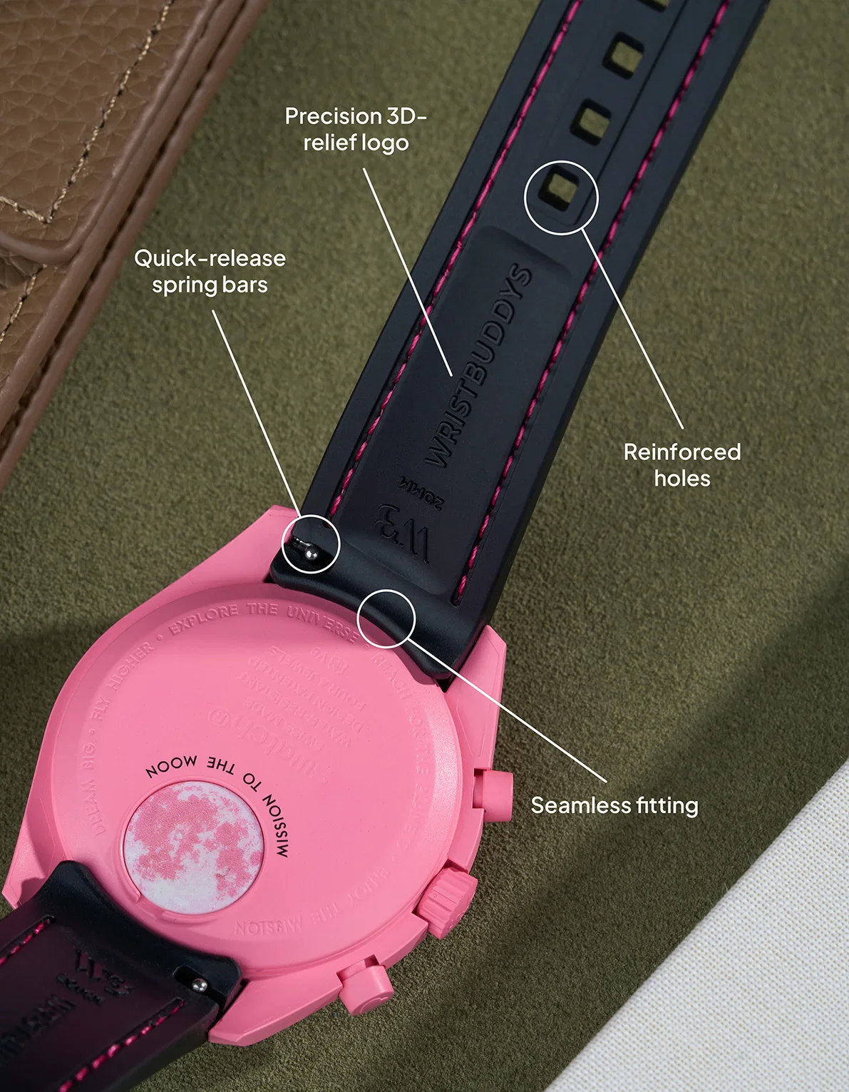Rubber Strap for Omega X Swatch MoonSwatch Mission to The Pink Moonphase - Image 31