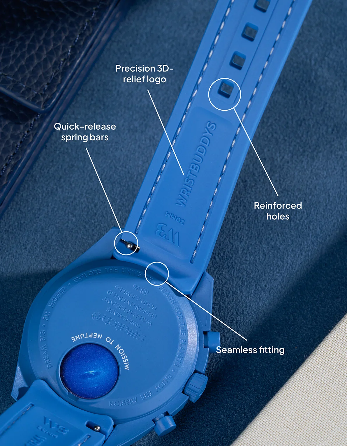 Rubber Strap for Omega X Swatch MoonSwatch Mission to the Super Blue Moonphase - Image 14