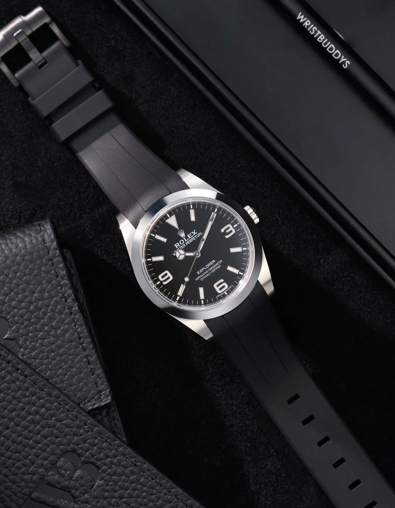 FKM Rubber Strap for Rolex Explorer 214270 - Image 4