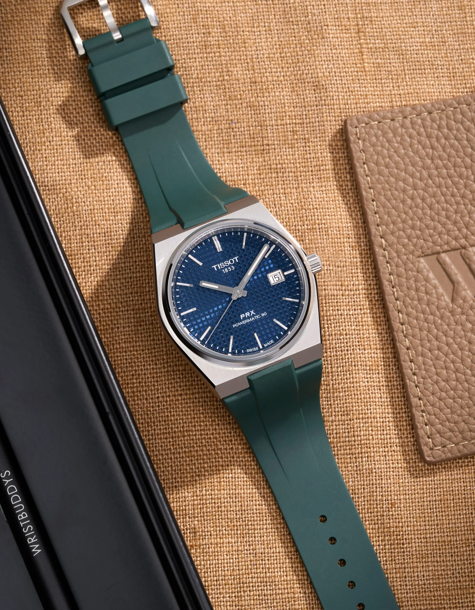 FKM Rubber Strap For Tissot PRX - Green - Image 3