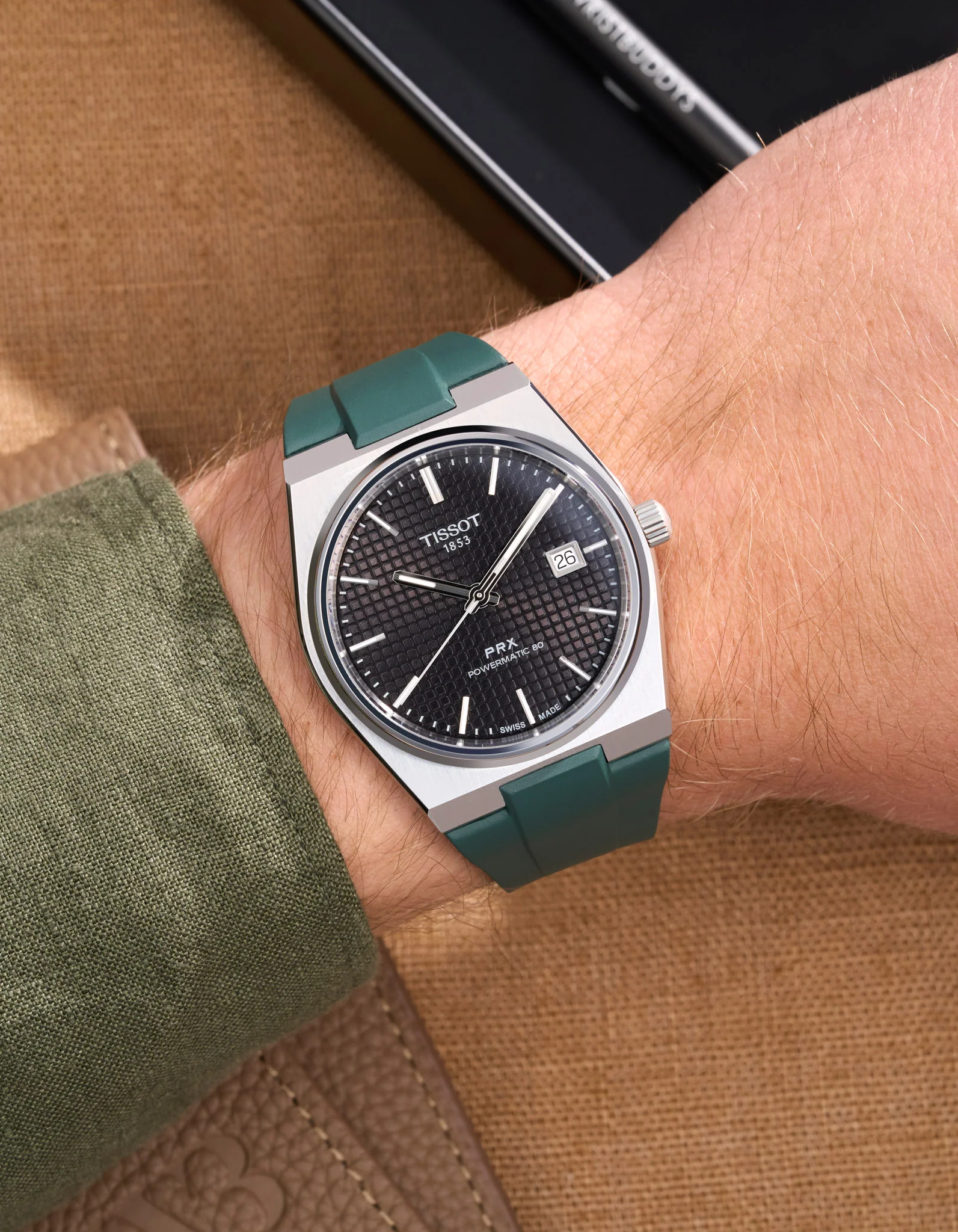 FKM Rubber Strap For Tissot PRX - Green - Image 4