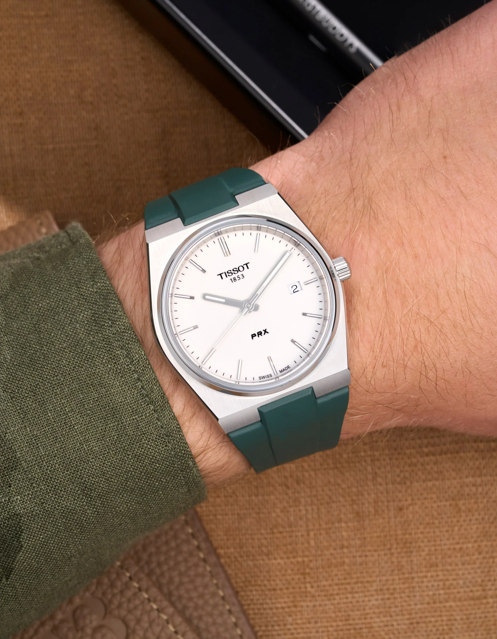 FKM Rubber Strap For Tissot PRX - Green - Image 5