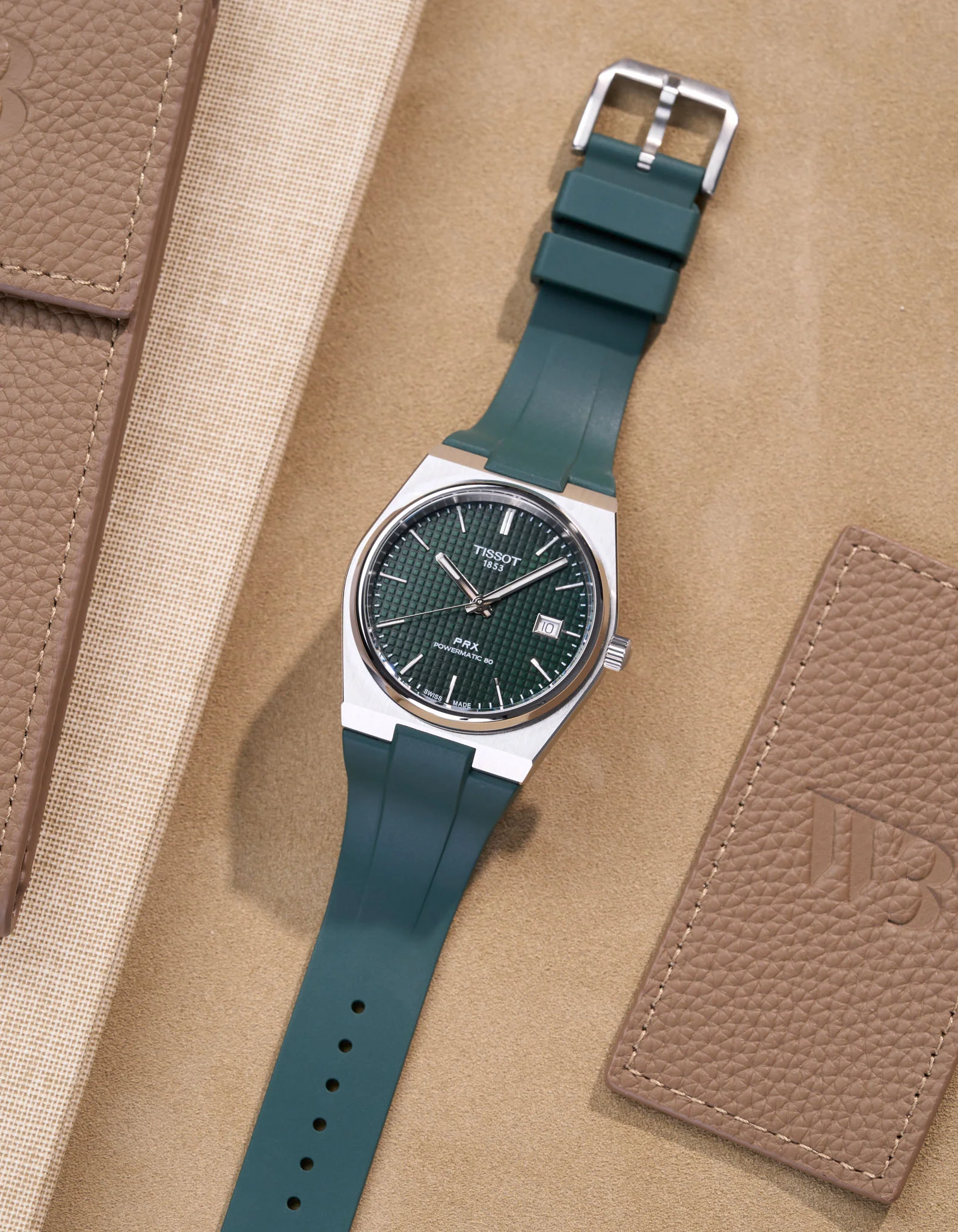 FKM Rubber Strap For Tissot PRX - Green - Image 8