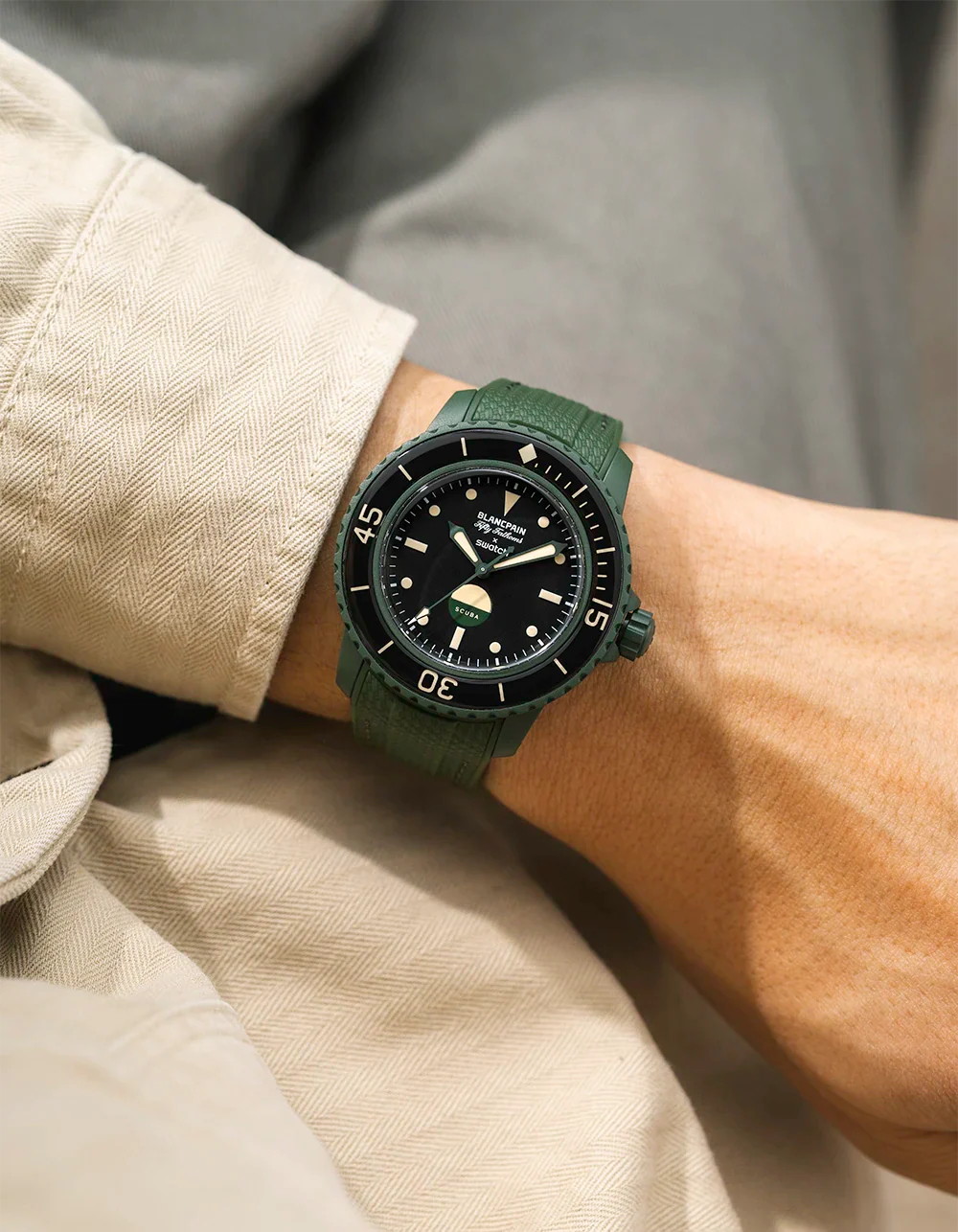 Rubber Strap for Blancpain X Swatch Green Abyss - Image 2