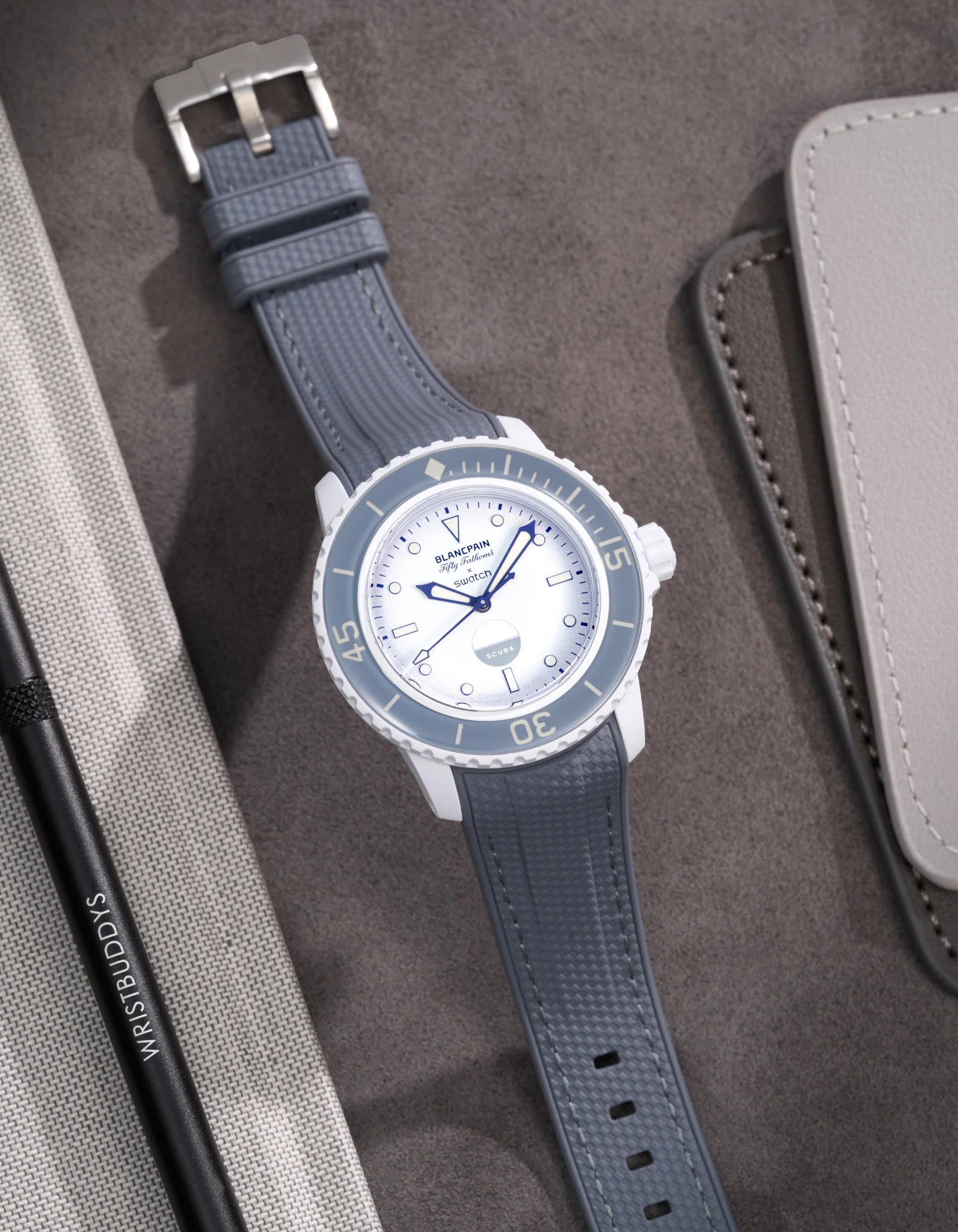 Vertech Rubber Strap for Blancpain X Swatch - Antarctic Grey - Image 3