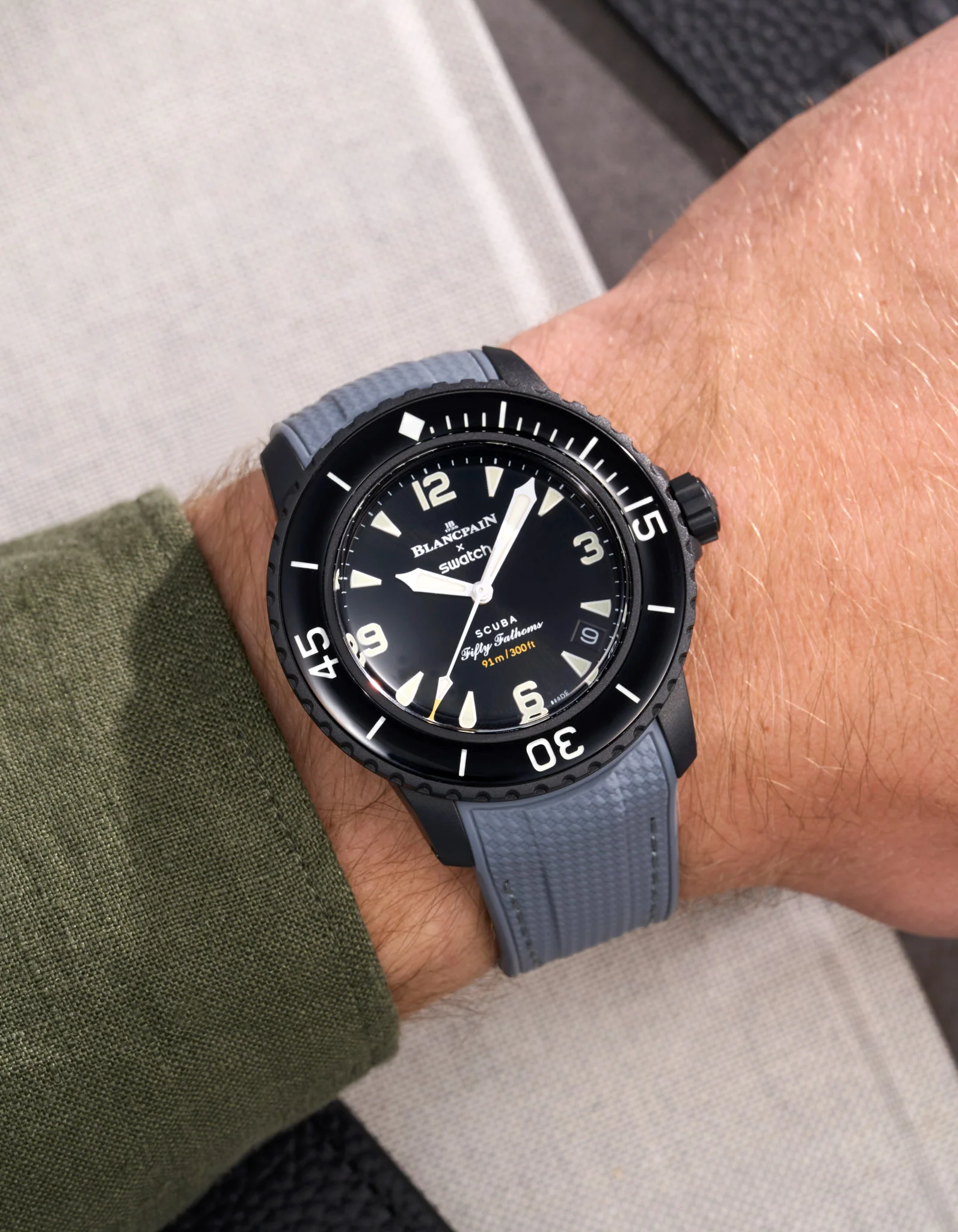 Vertech Rubber Strap for Blancpain X Swatch - Antarctic Grey - Image 4