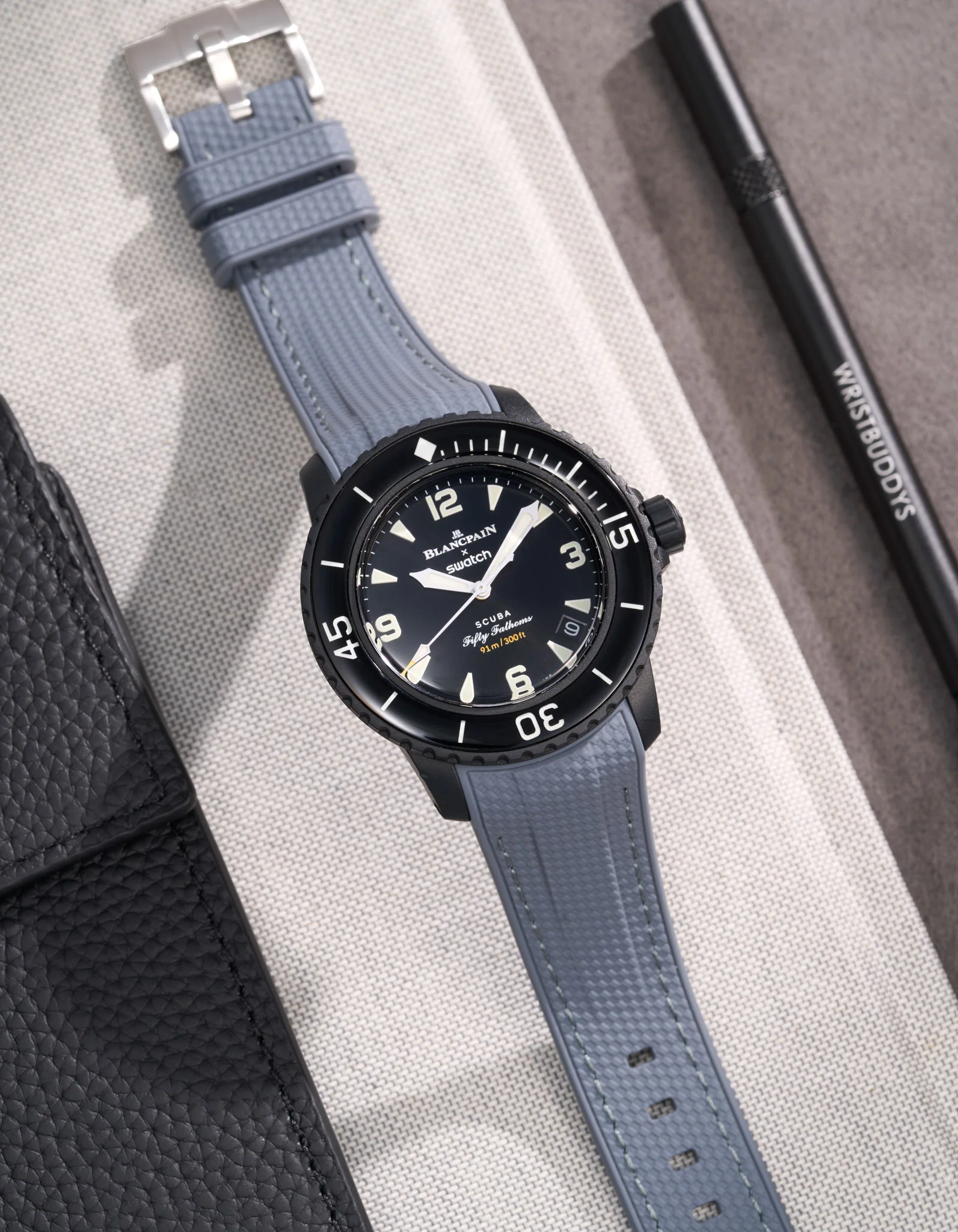 Vertech Rubber Strap for Blancpain X Swatch - Antarctic Grey - Image 5