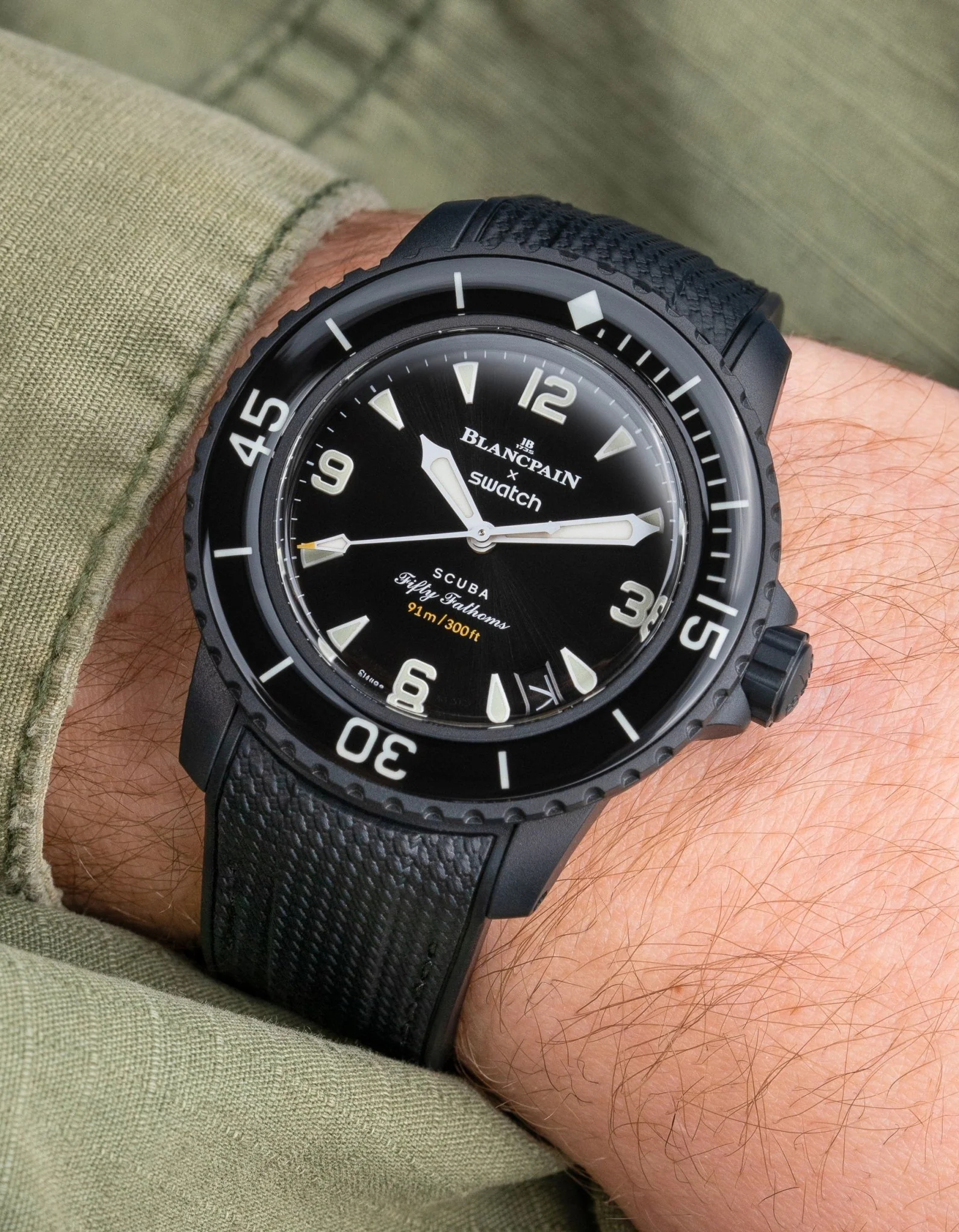 Vertech Rubber Strap for Blancpain X Swatch - Black - Image 4