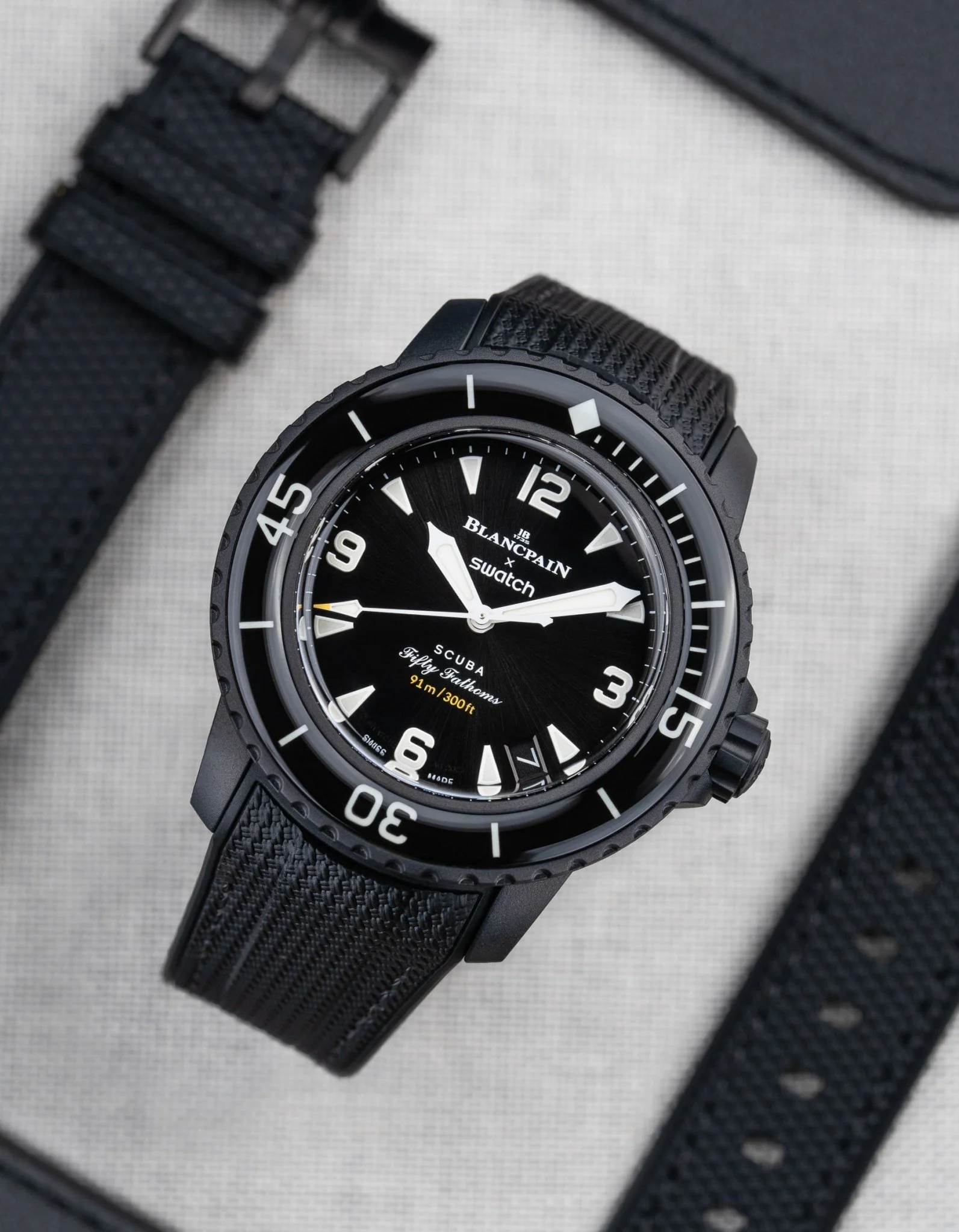Vertech Rubber Strap for Blancpain X Swatch - Black - Image 5