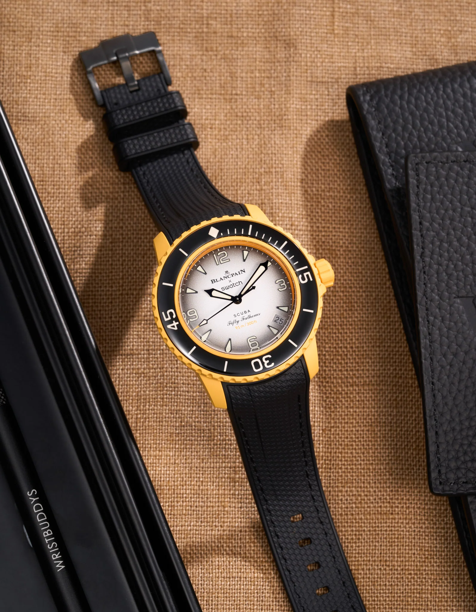 Vertech Rubber Strap for Blancpain X Swatch - Black - Image 8