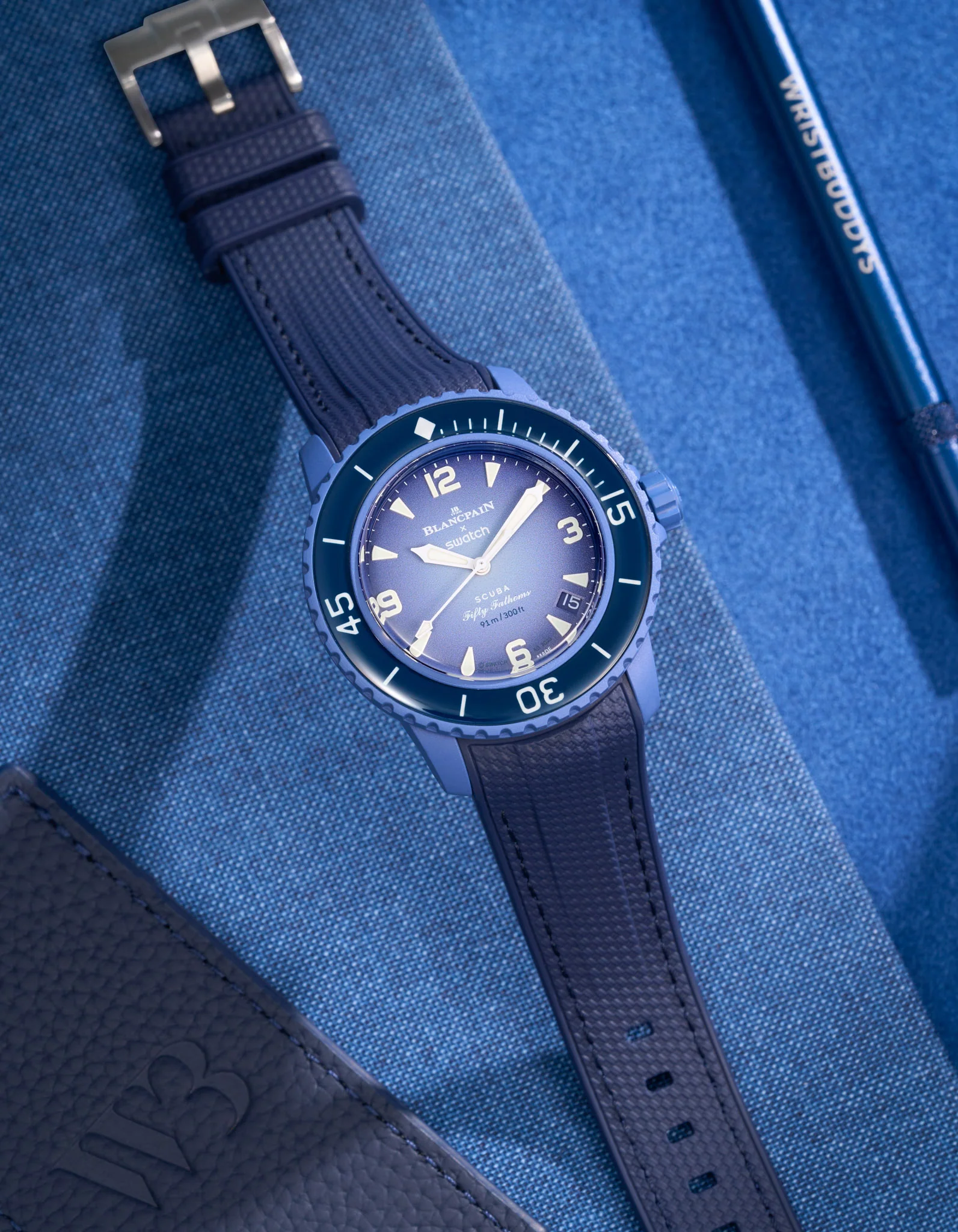 Vertech Rubber Strap for Blancpain X Swatch - Navy Blue - Image 3
